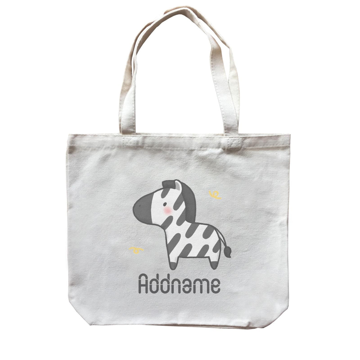 Cute Hand Drawn Style Zebra Addname Canvas Bag