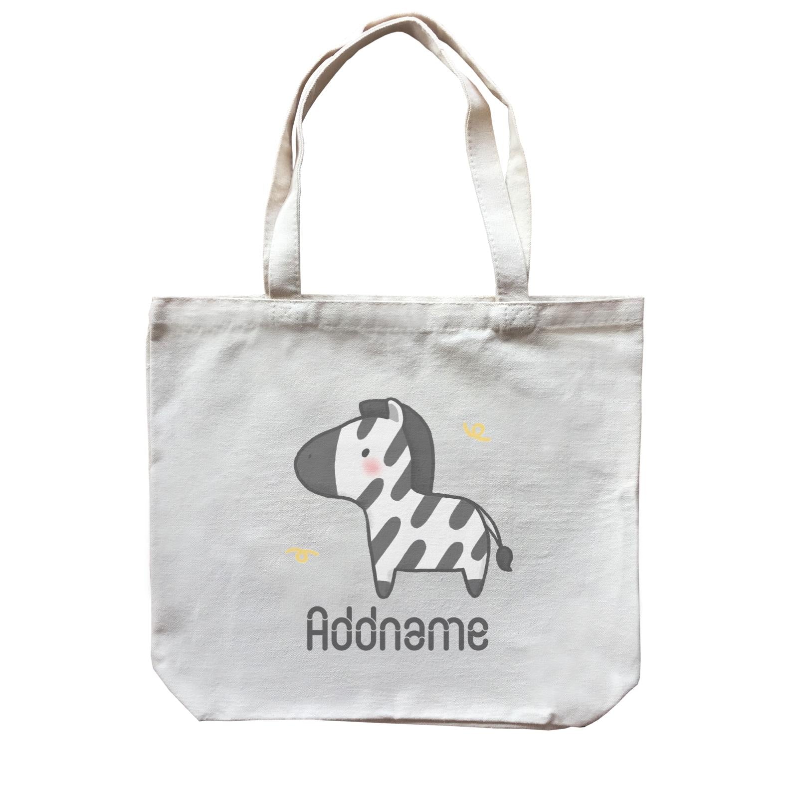 Cute Hand Drawn Style Zebra Addname Canvas Bag