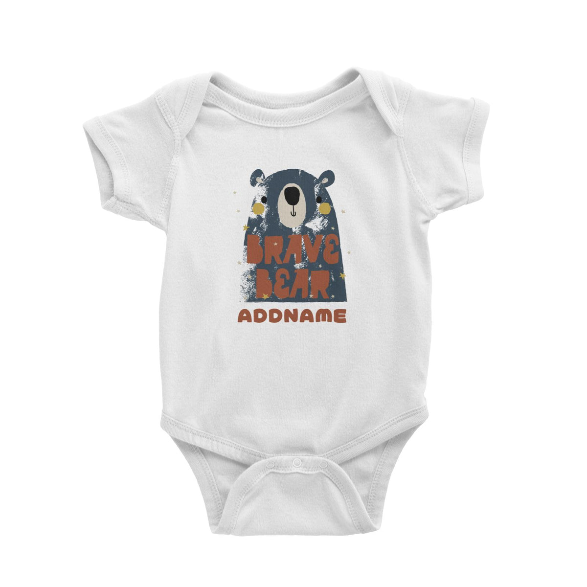 Brave Bear Addname White Baby Romper