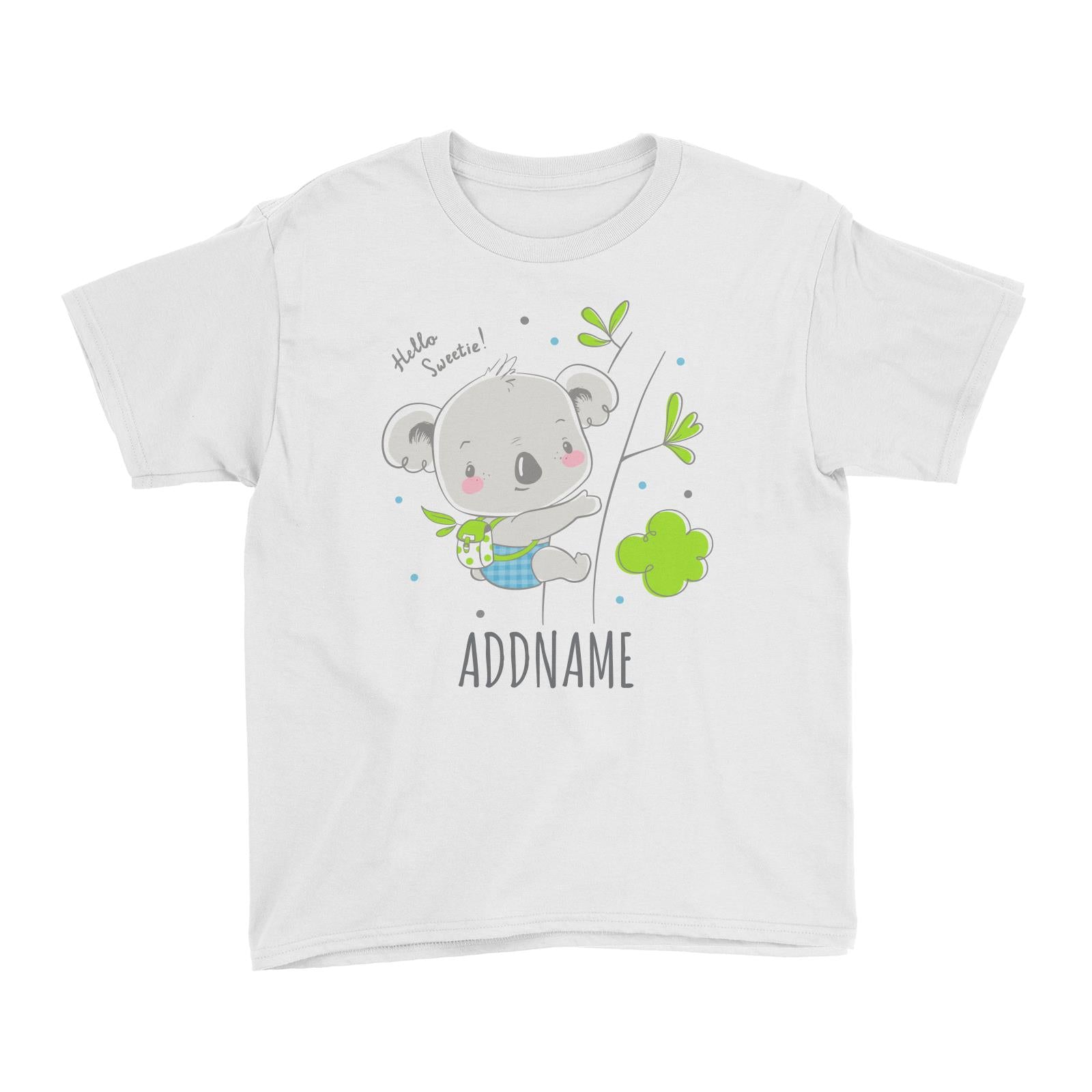 Koala Hello Sweetie White Kid's T-Shirt Personalizable Designs Cute Sweet Animal Australia HG