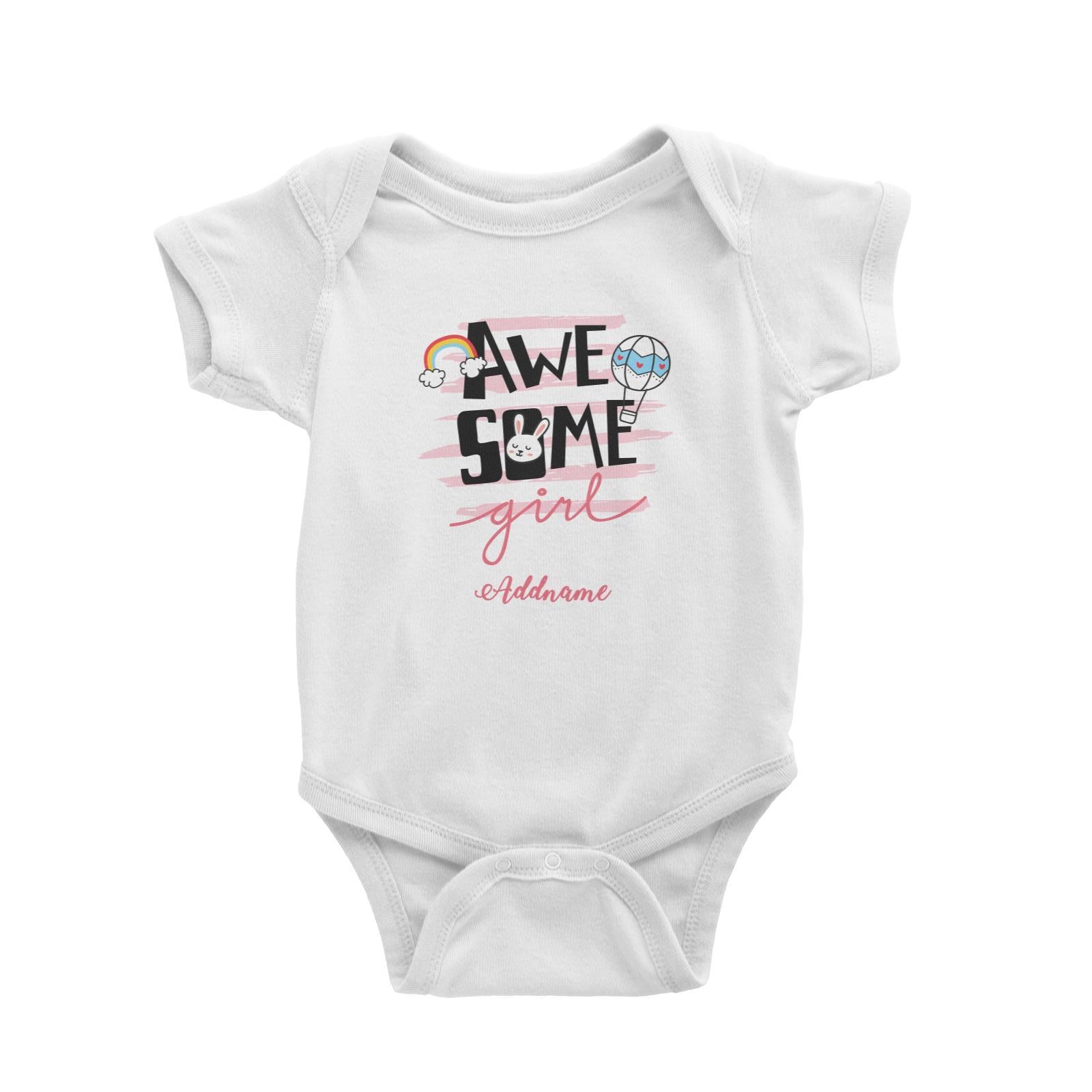 Awesome Girl with Bunny Elements Addname Baby Romper