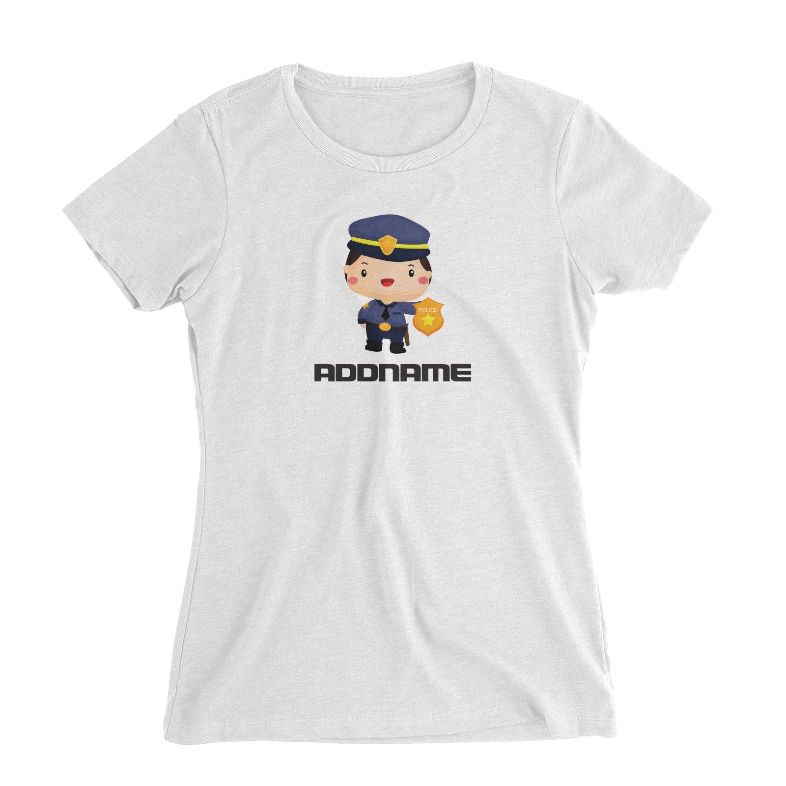 Birthday Police Officer Boy In Suit Addname Women's Slim Fit T-Shirt