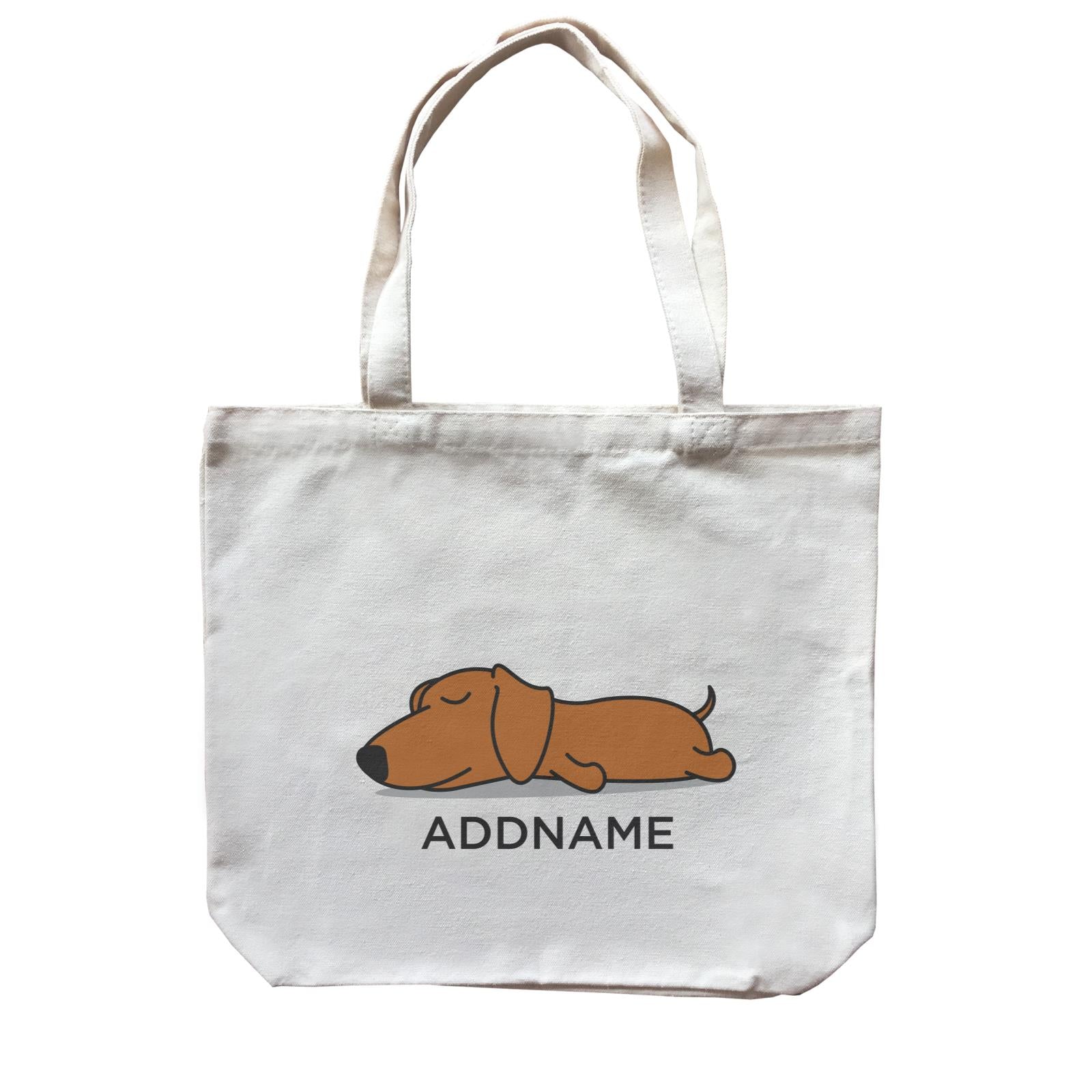 Lazy Daschund Dog Addname Canvas Bag