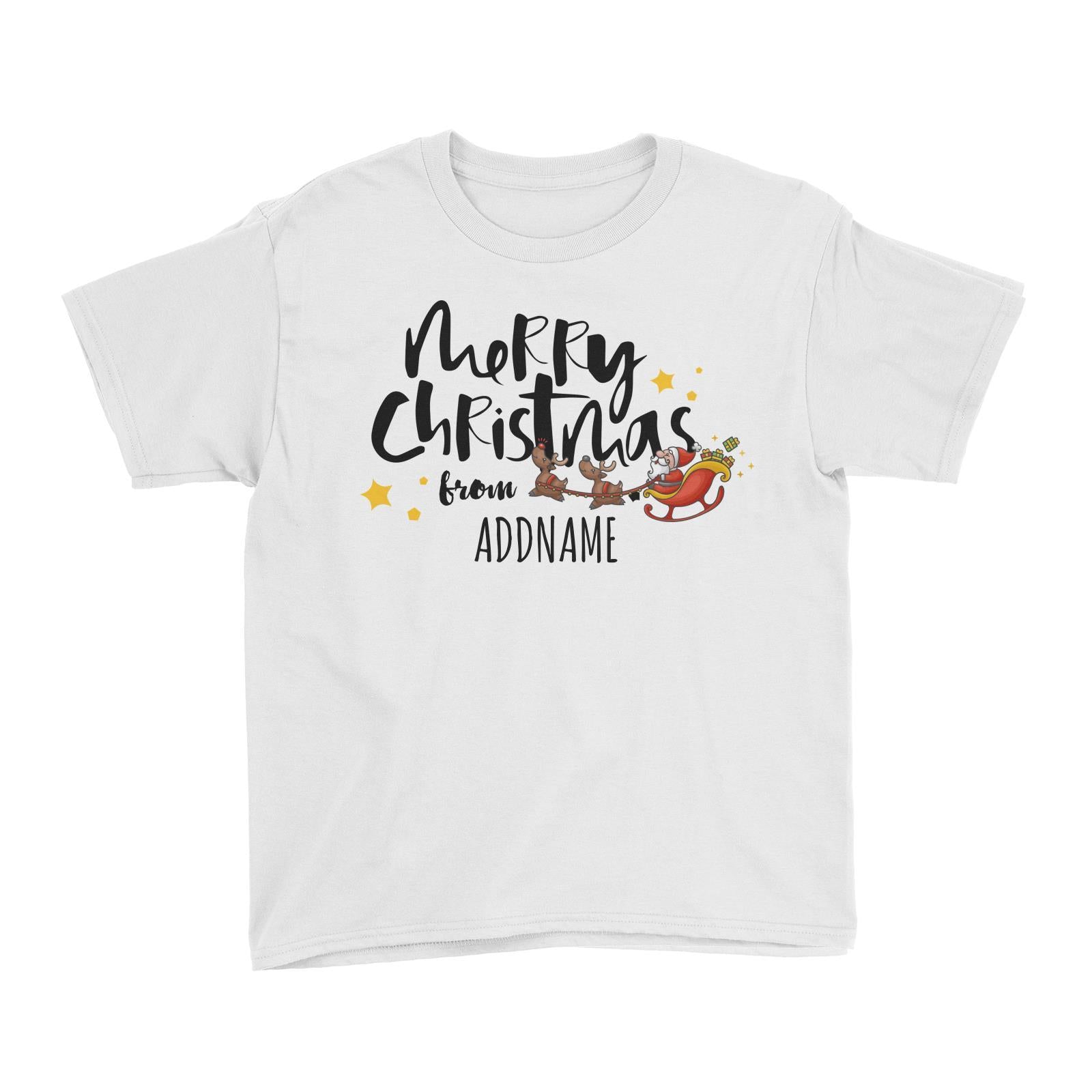 Cute Santa's Sleigh Merry Christmas Greeting Addname Kid's T-Shirt  Personalizable Designs Matching Family