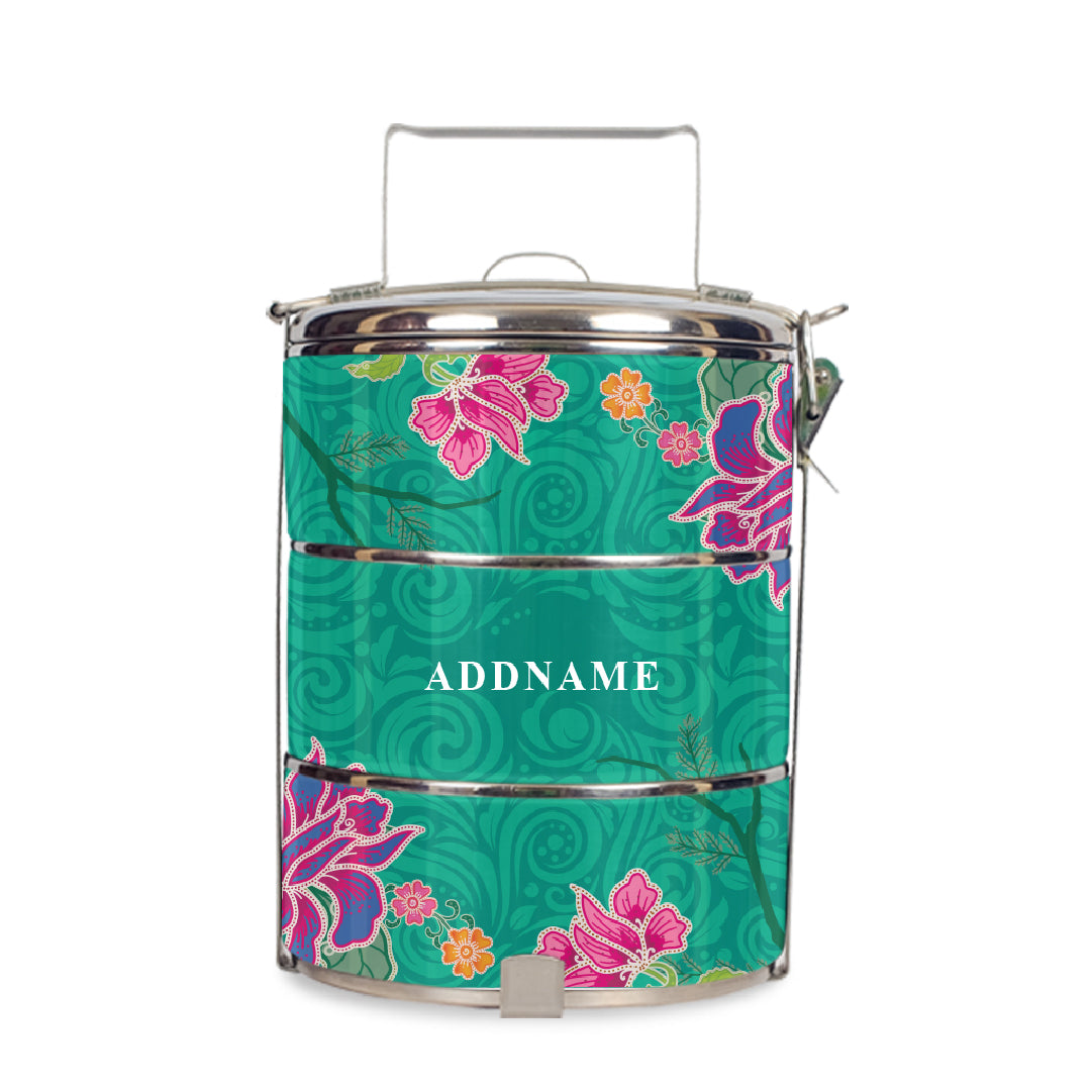 Modern Mahsuri Green - Three-Tier Tiffin Carrier