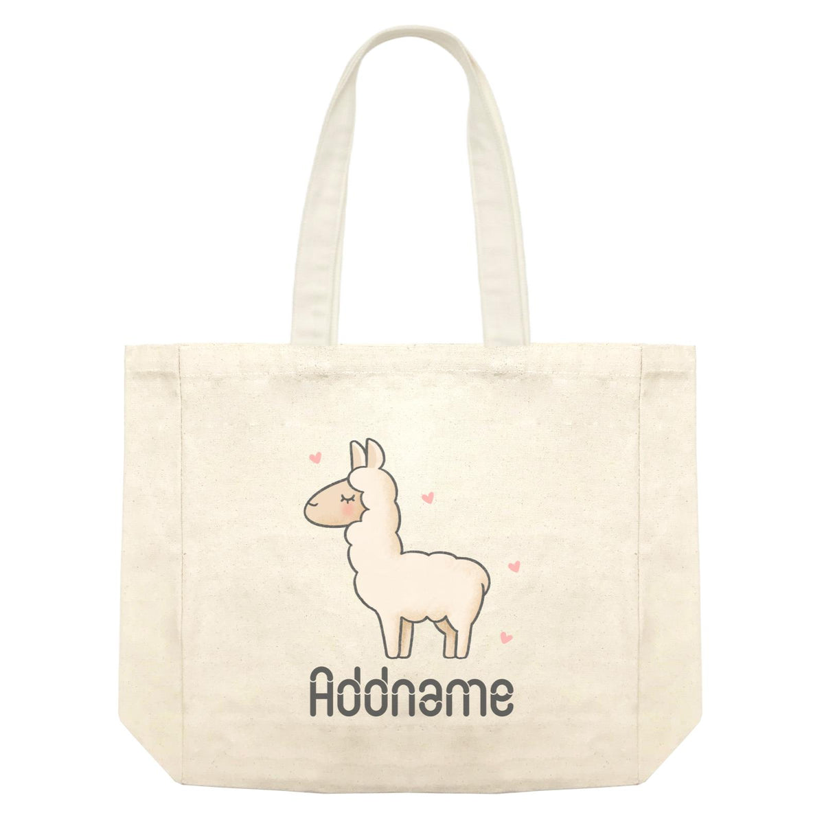 Cute Hand Drawn Style Llama Addname Shopping Bag
