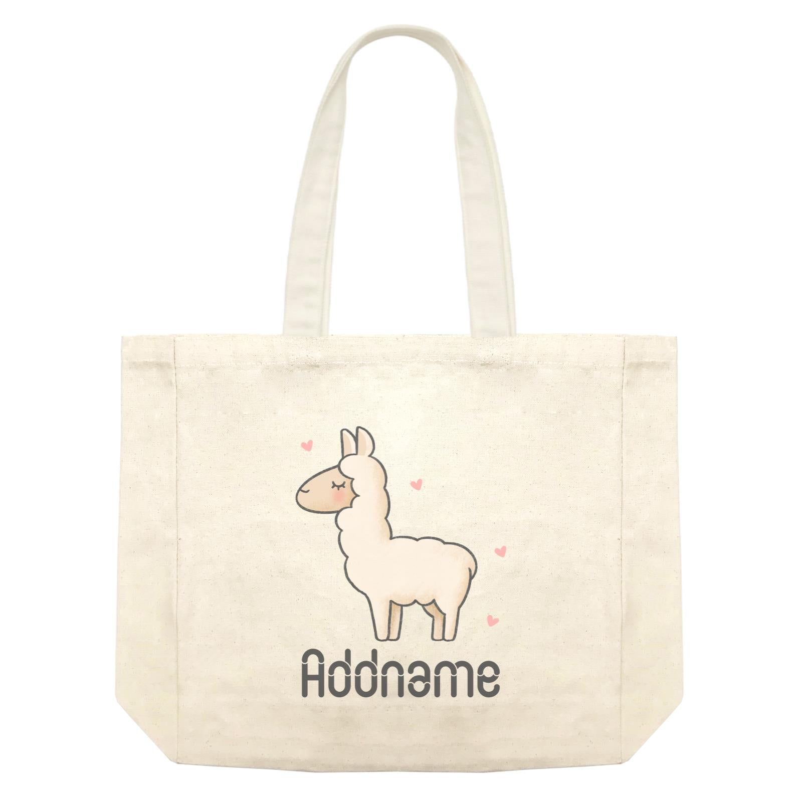 Cute Hand Drawn Style Llama Addname Shopping Bag