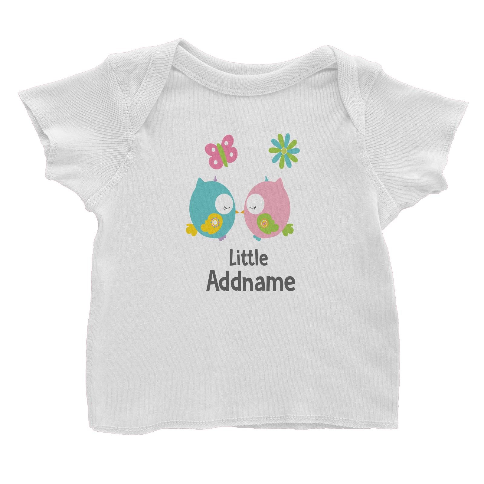 Cute Owls Pair Kissing Little Addname Baby T-Shirt