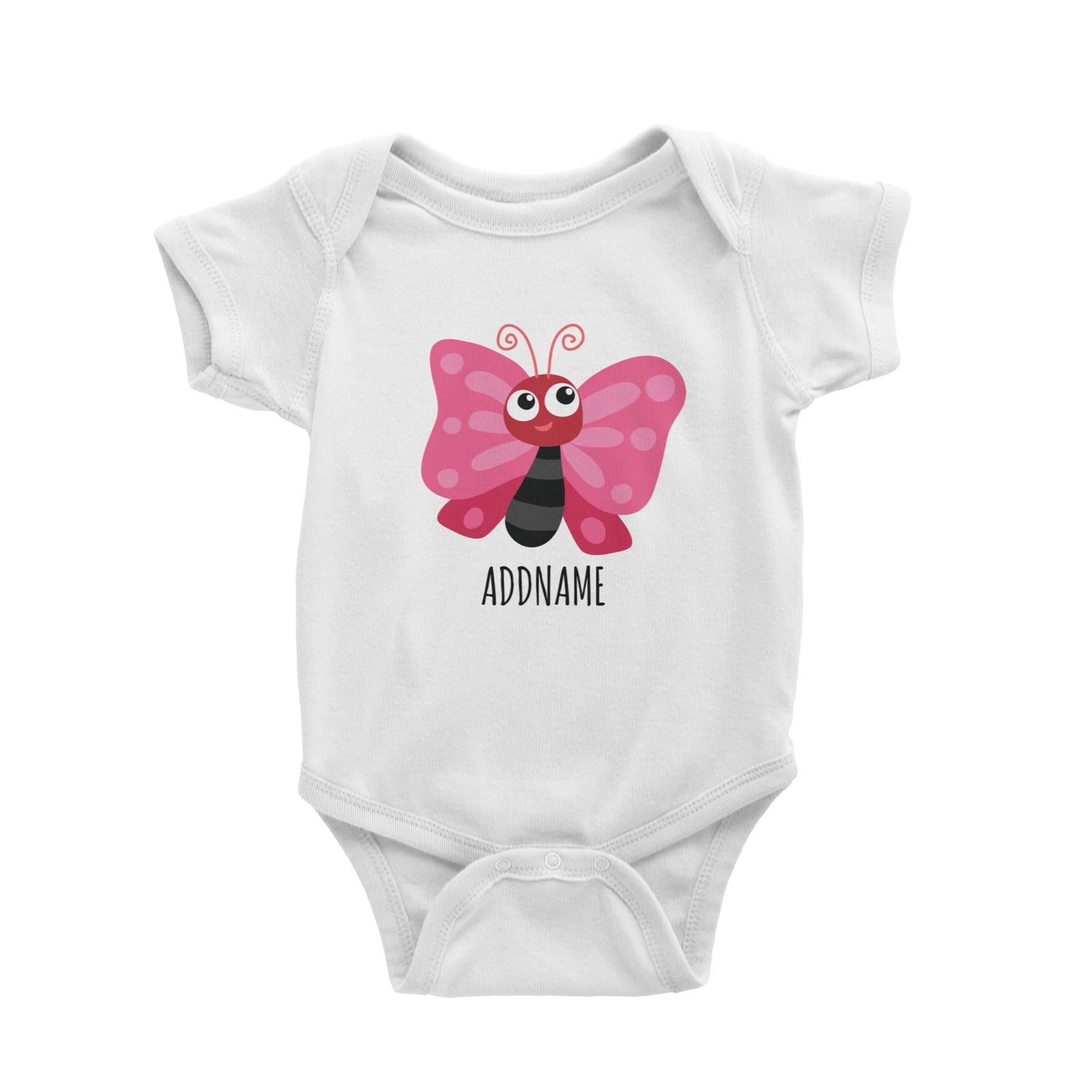 Cartoon Pink Butterfly White White Baby Romper