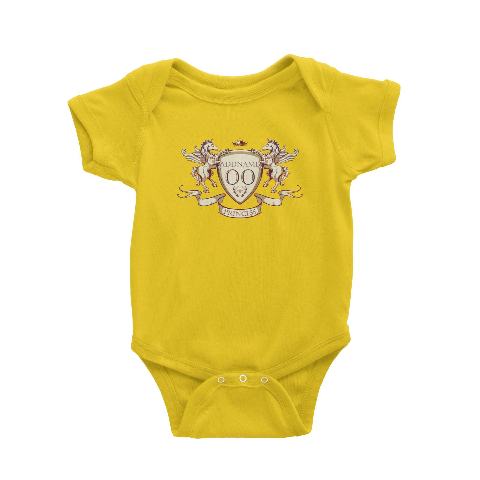 Horse Royal Emblem Princess Personalizable with Name and Number Baby Romper