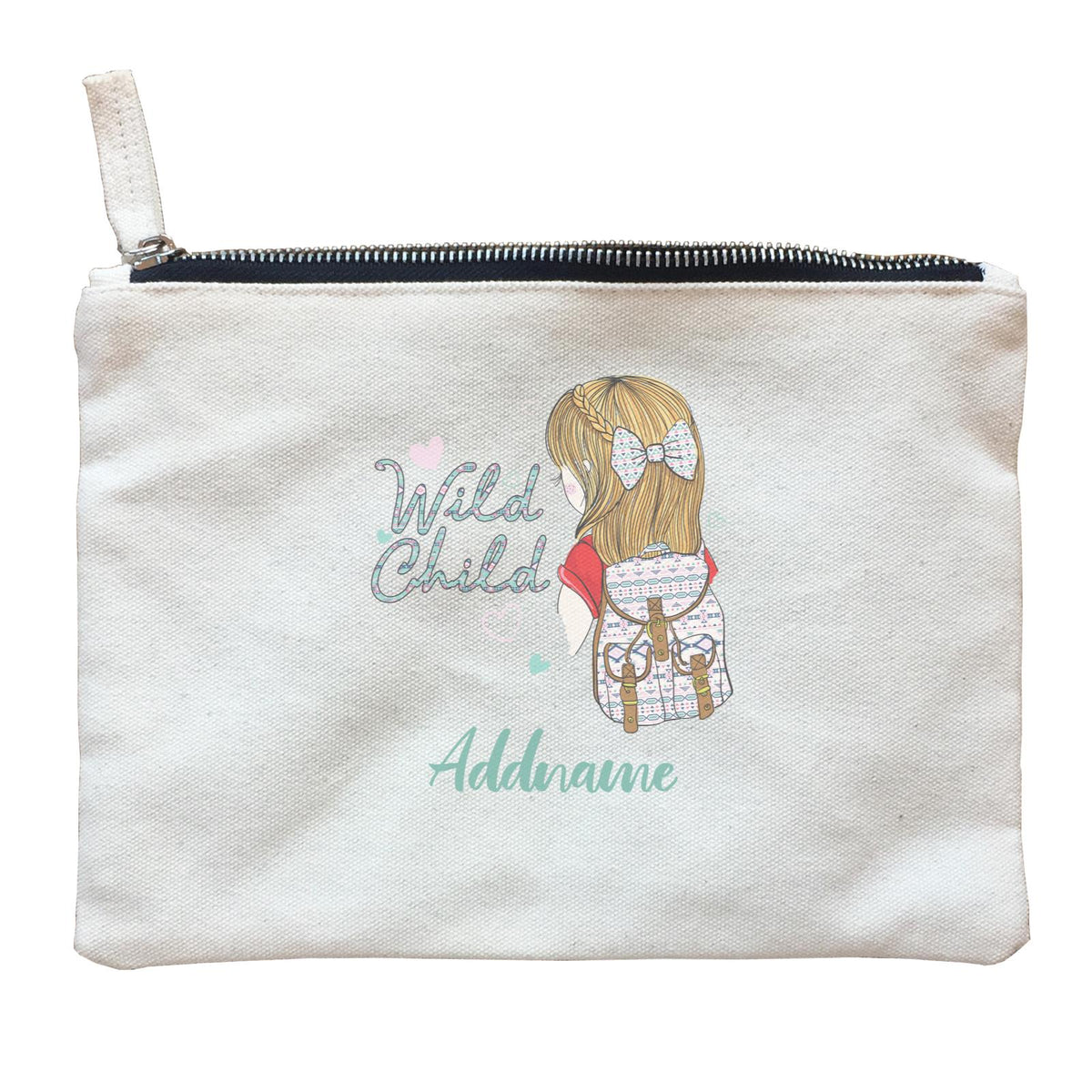 Beautiful Chic Wild Child Backpack with Addname Zipper Pouch