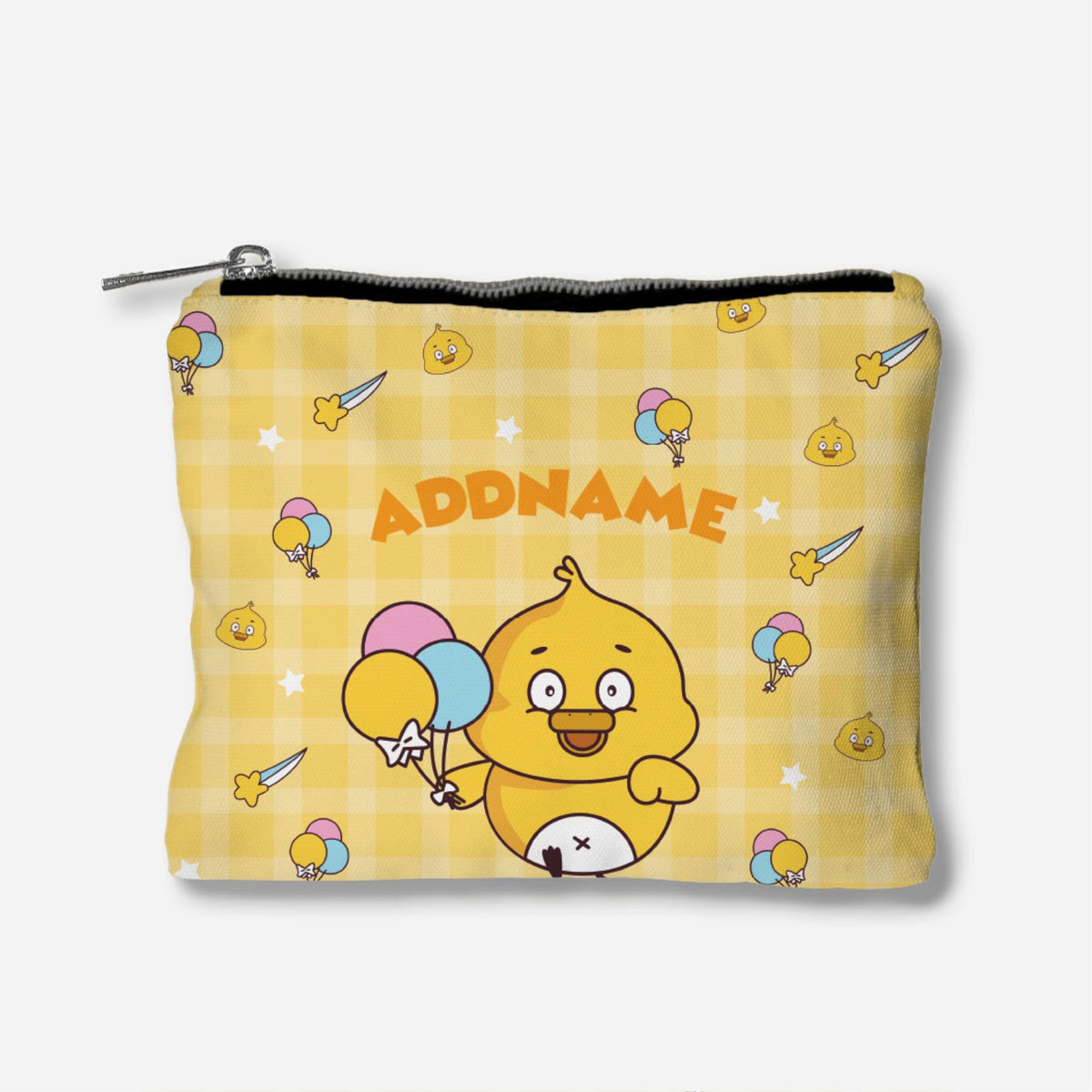 Cute Doodle Series Full Print Zipper Pouch - Orange Grooving Duck