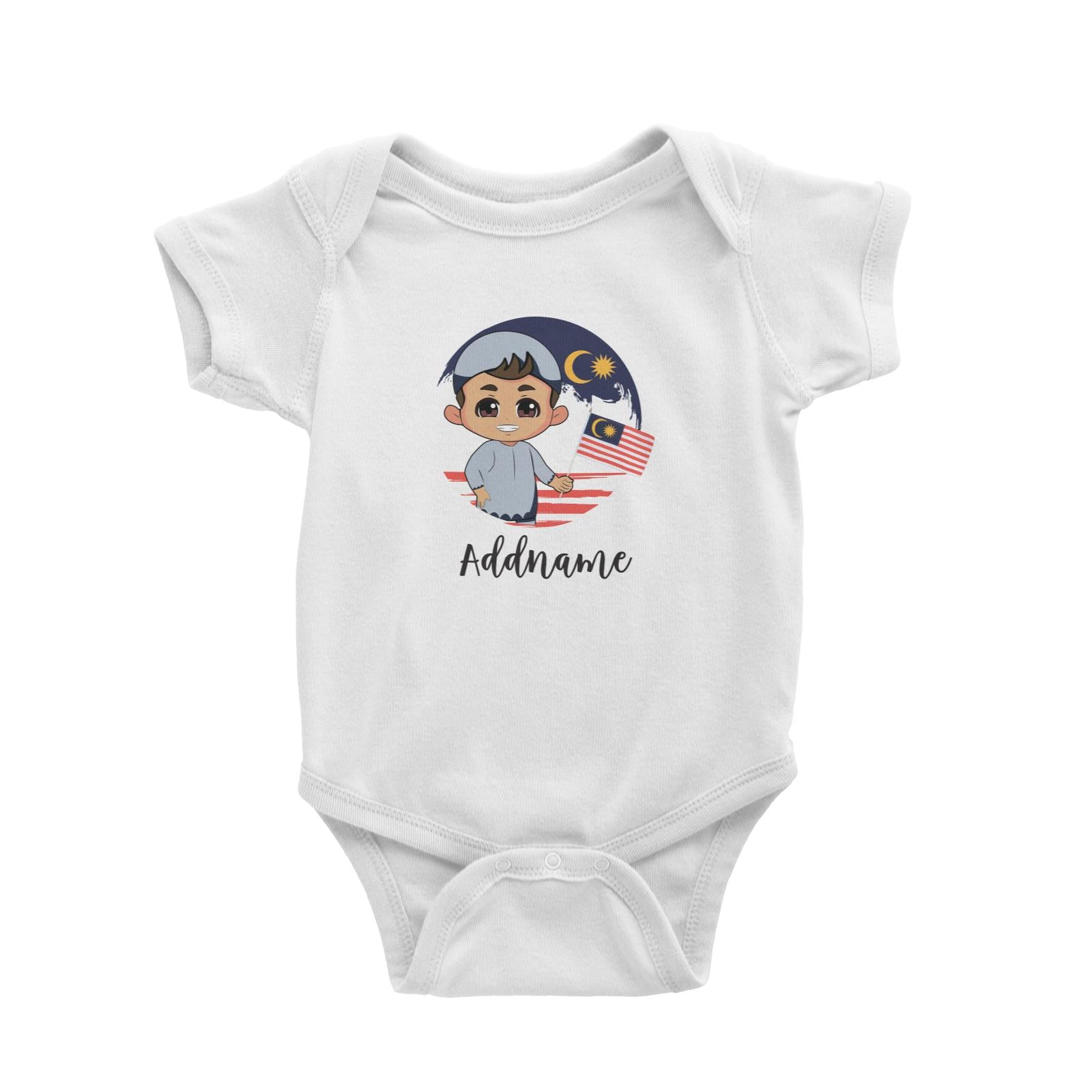 Merdeka Series Round Flag Malay Boy Addname Baby Romper