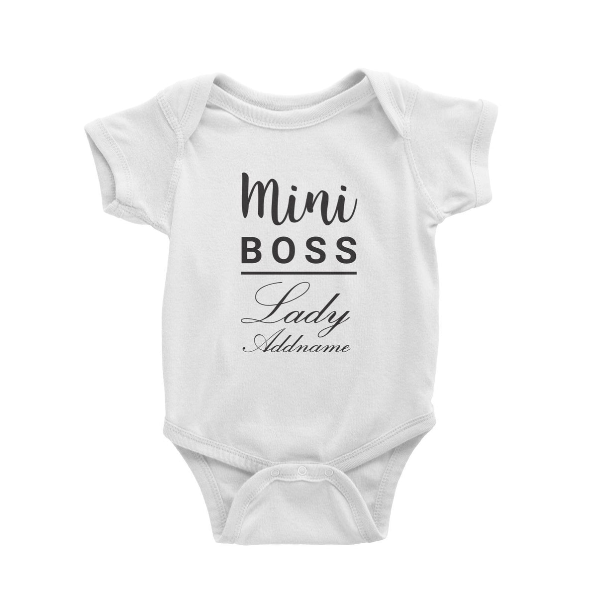Mini Boss Lady Addname Baby Romper  Matching Family Personalizable Designs