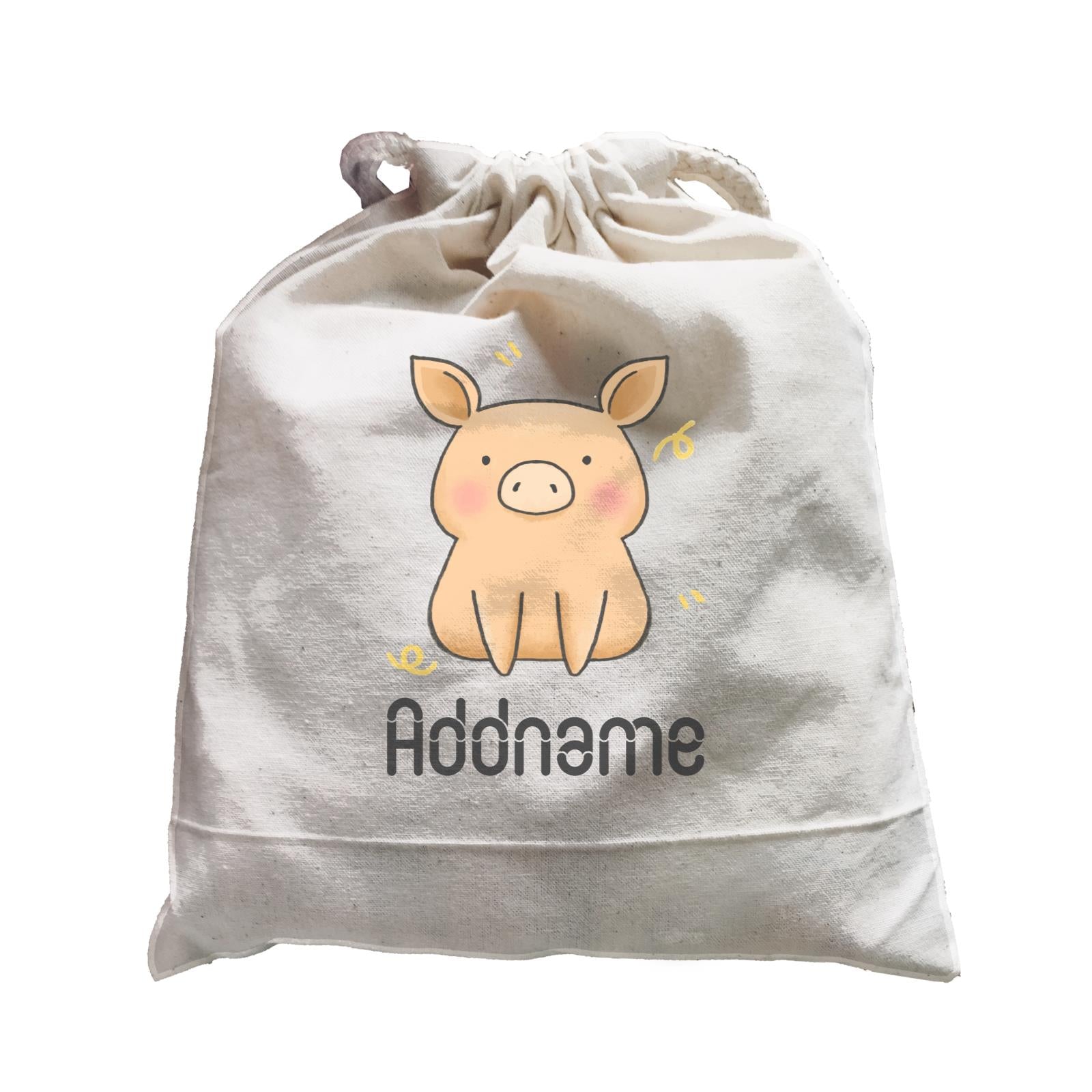 Cute Hand Drawn Style Pig Addname Satchel