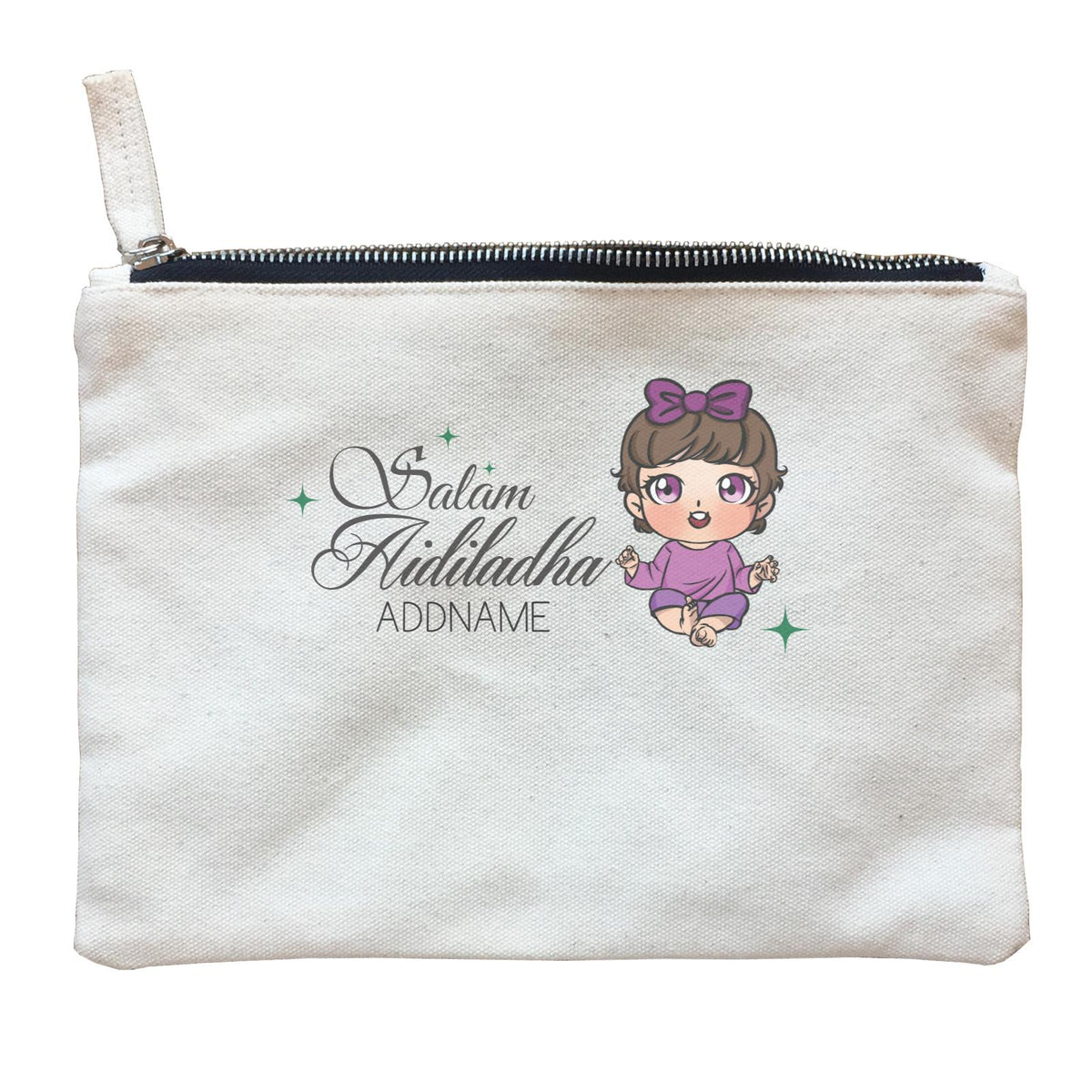 Raya Chibi Wishes Baby Girl Addname Wishes Salam Aidiladha Addname Zipper Pouch