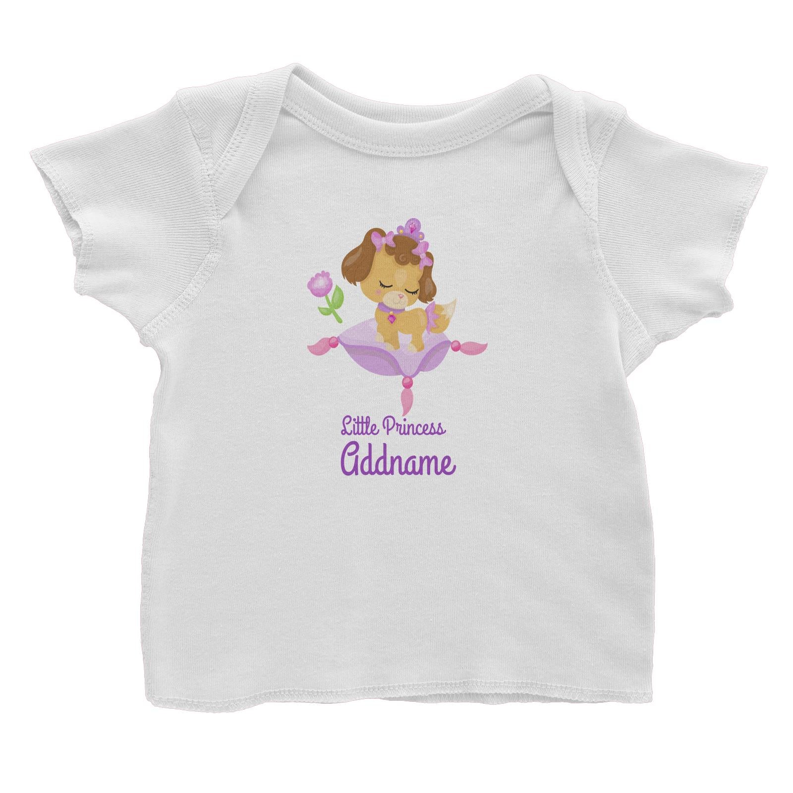 Little Princess Pets Dog On Pillow Addname Baby T-Shirt