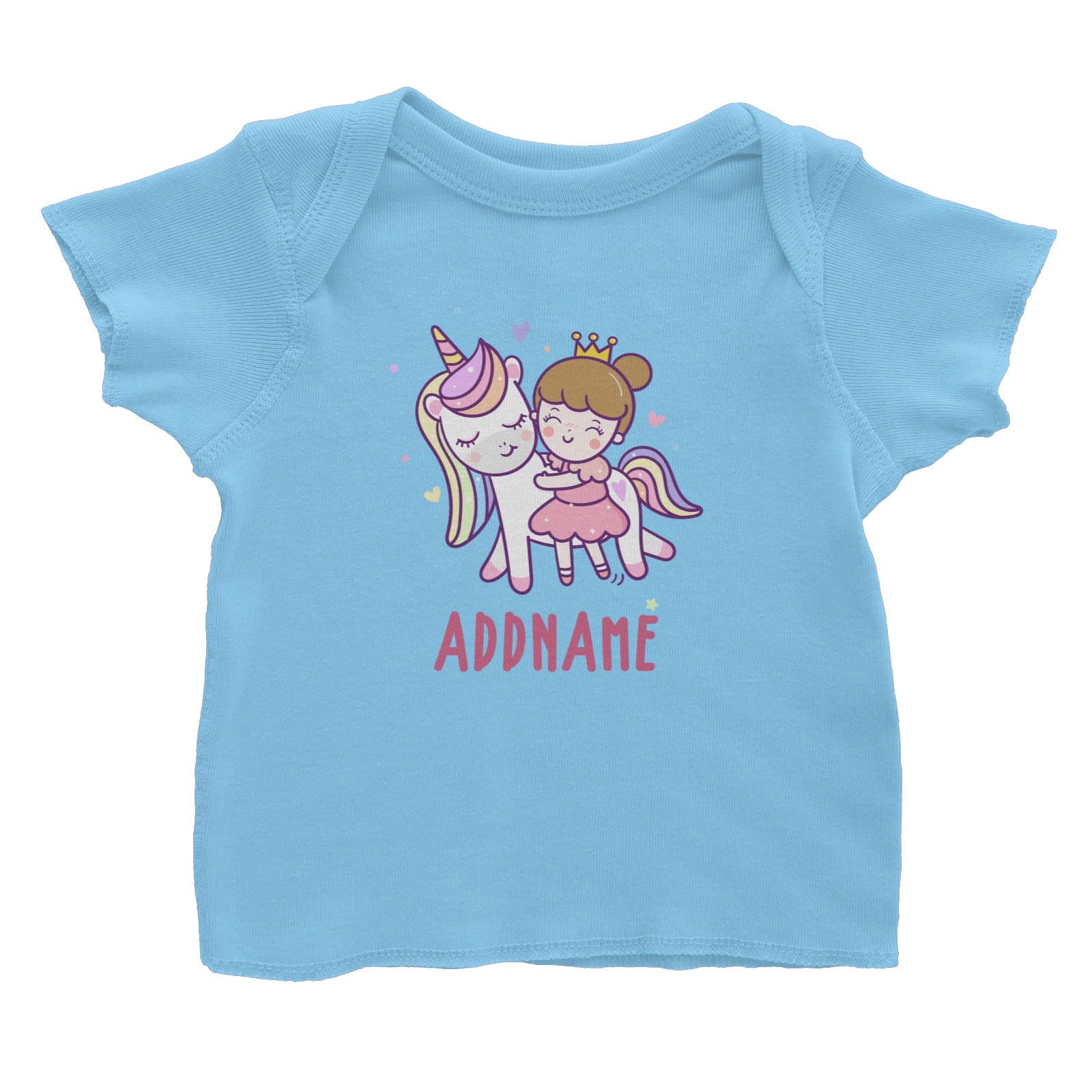 Unicorn And Princess Series Cute Unicorn With Princess Addname Baby T-Shirt