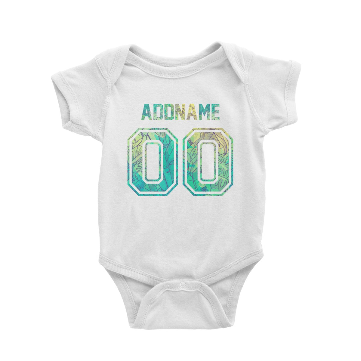 Jersey Banana Leaves Pattern With Name and Number Baby Romper