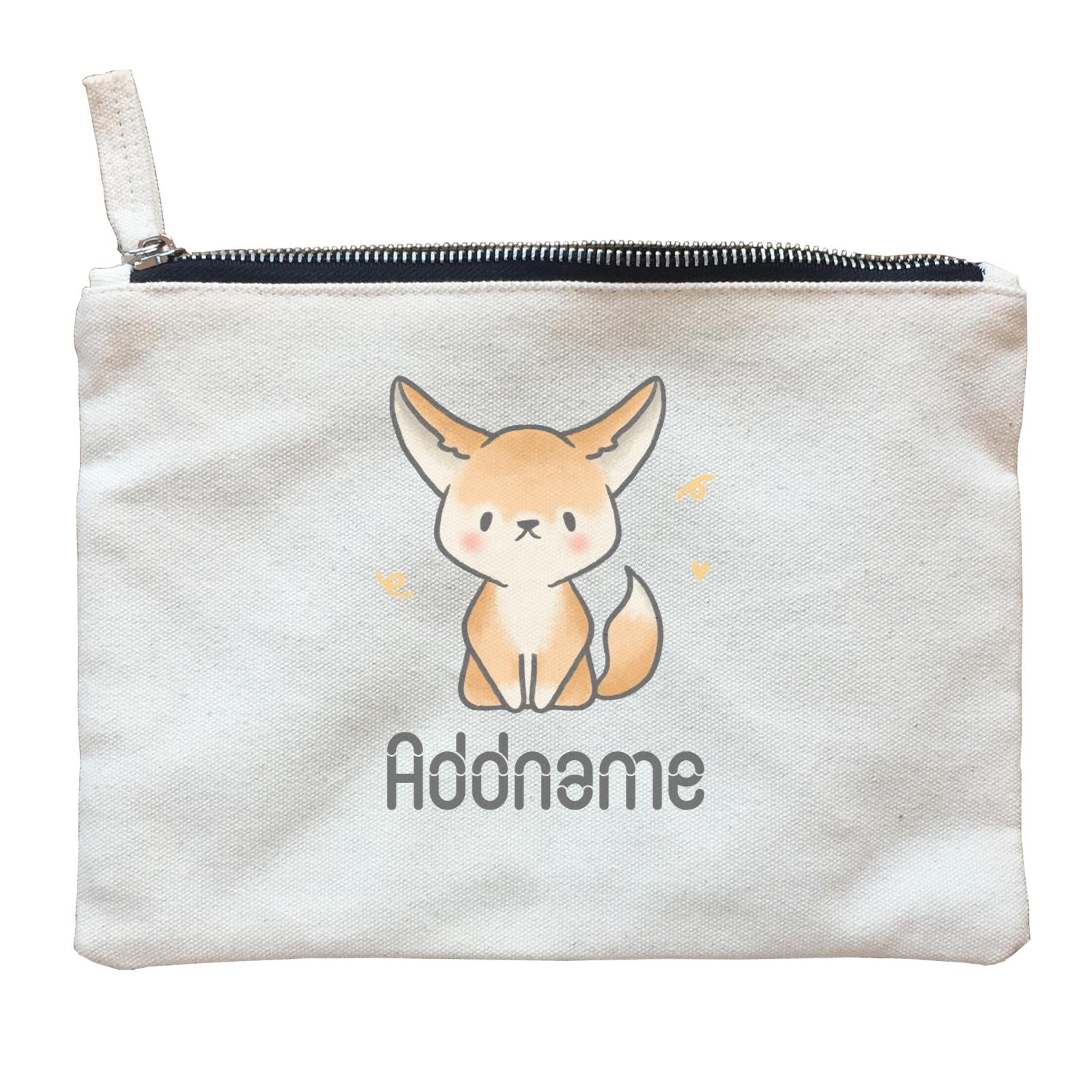 Cute Hand Drawn Style Fennec Fox Addname Zipper Pouch