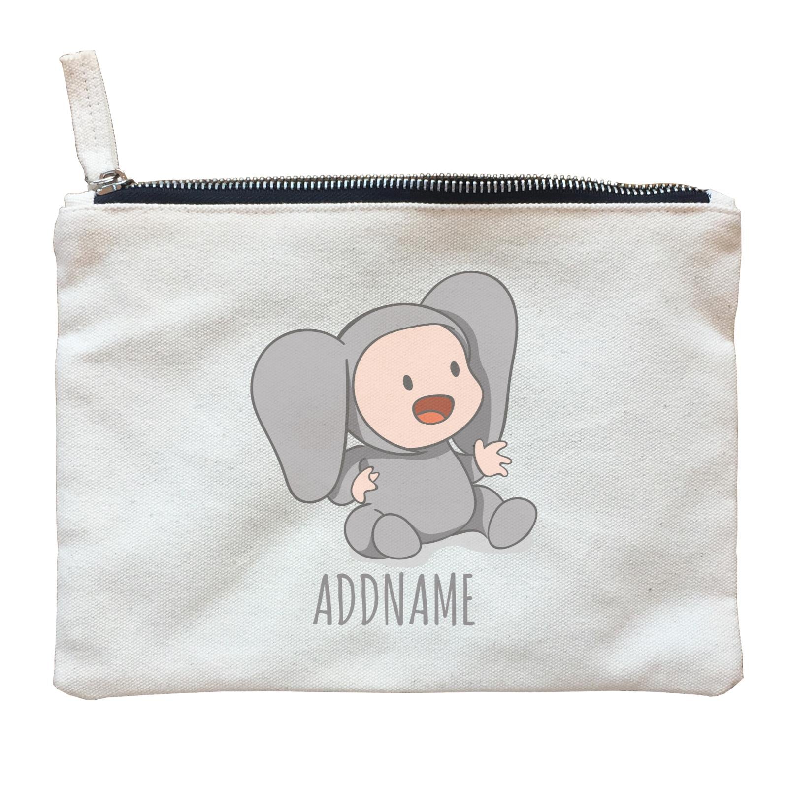 Cute Baby in Grey Elephant Suit Addname Zipper Pouch