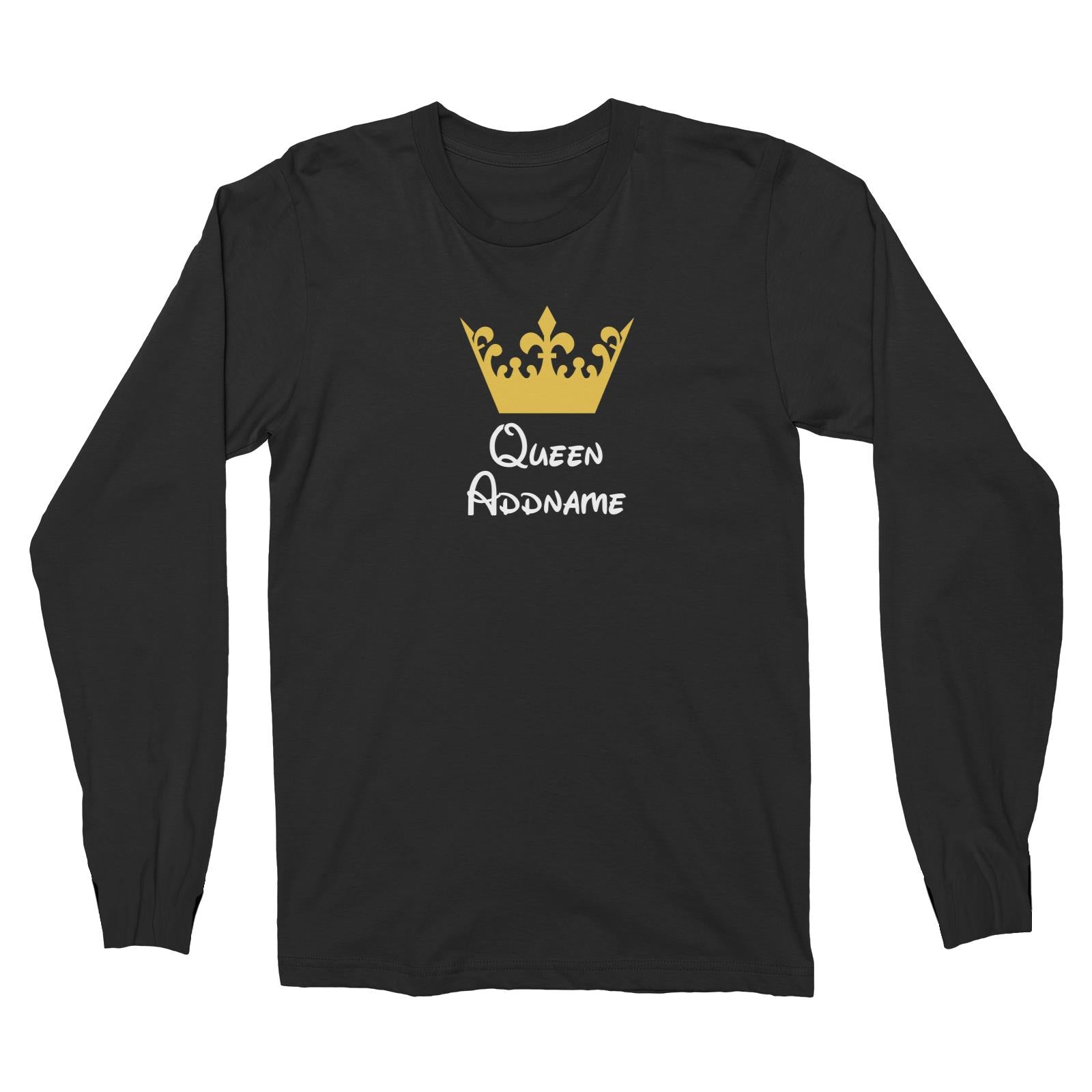 Royal Queen with Tiara Addname Long Sleeve Unisex T-Shirt  Matching Family Personalizable Designs