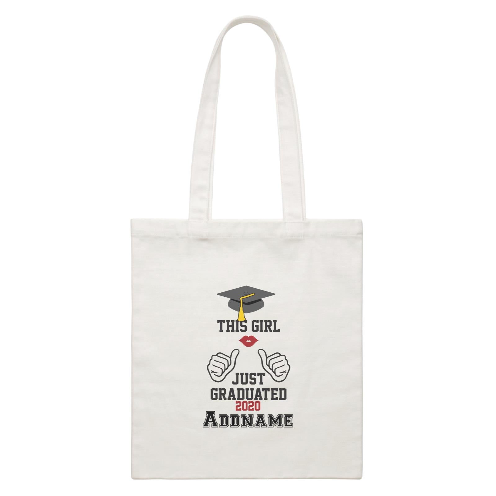 Graduation Series This Girl Just Graduated White Canvas Bag
