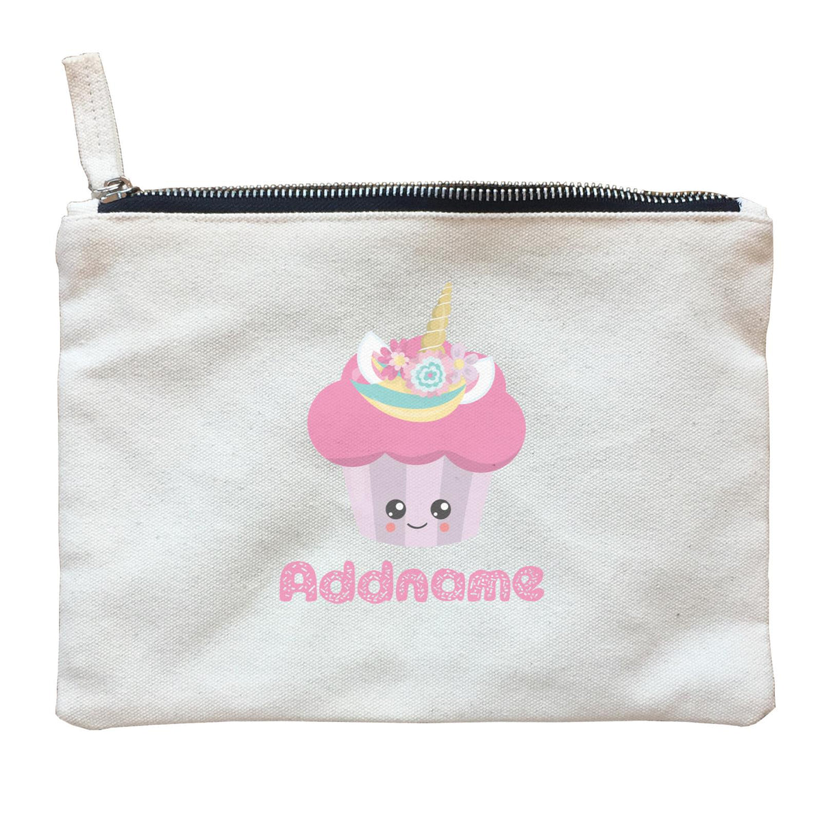 Magical Sweets Striped Purple Cupcake Addname Zipper Pouch