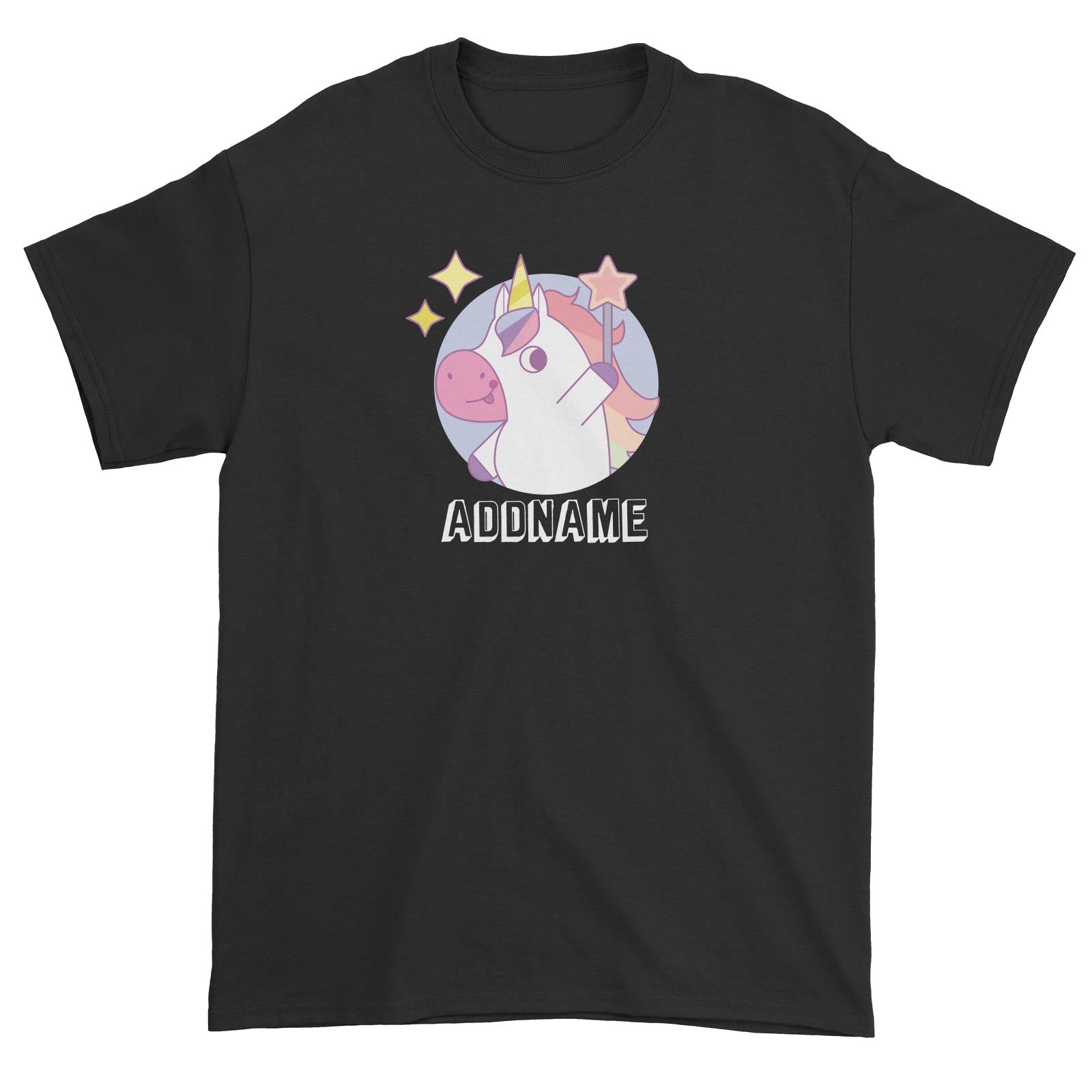 Birthday Unicorn Girl With Magic Wand Addname Unisex T-Shirt