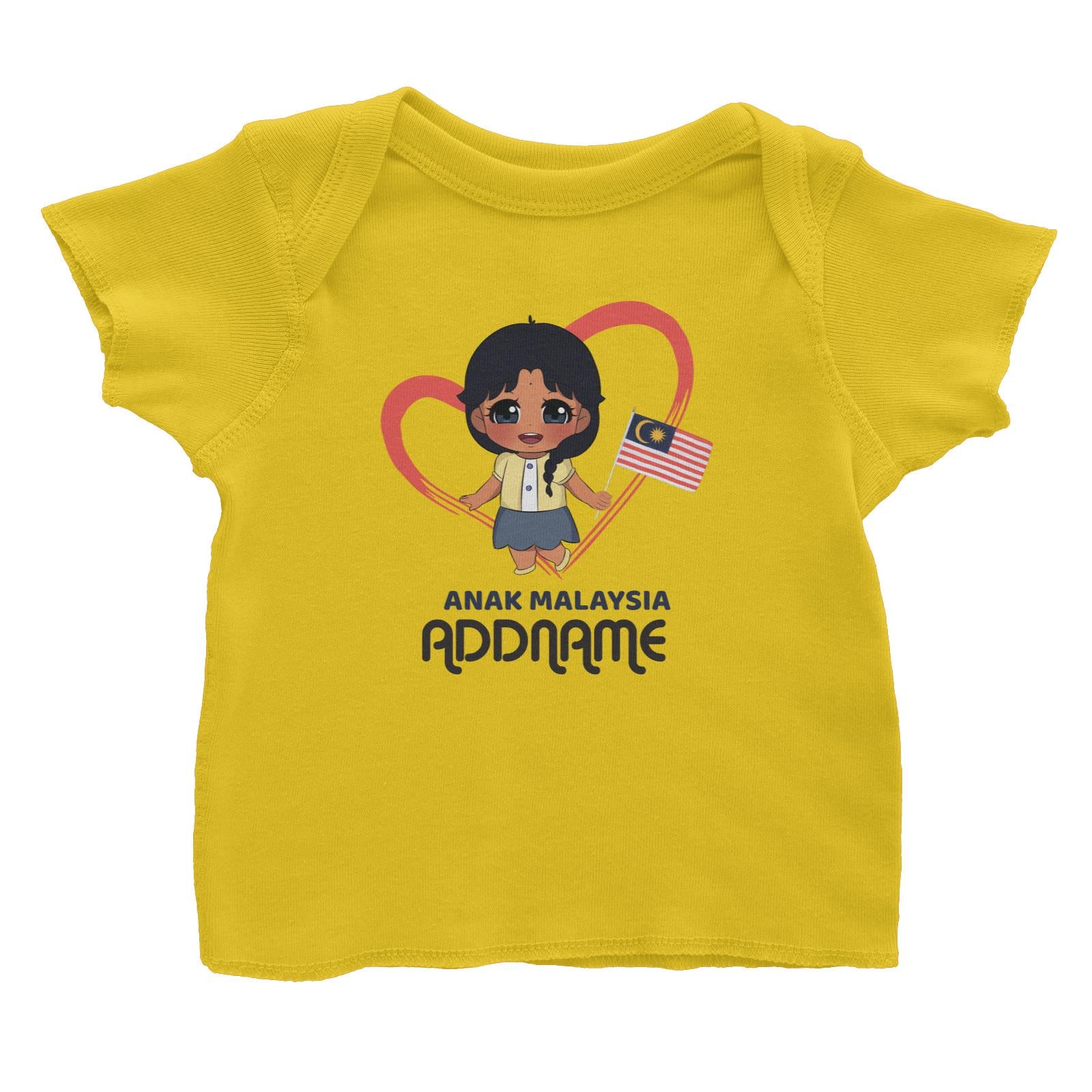 Merdeka Series Anak Malaysia Love Indian Girl Addname Baby T-Shirt