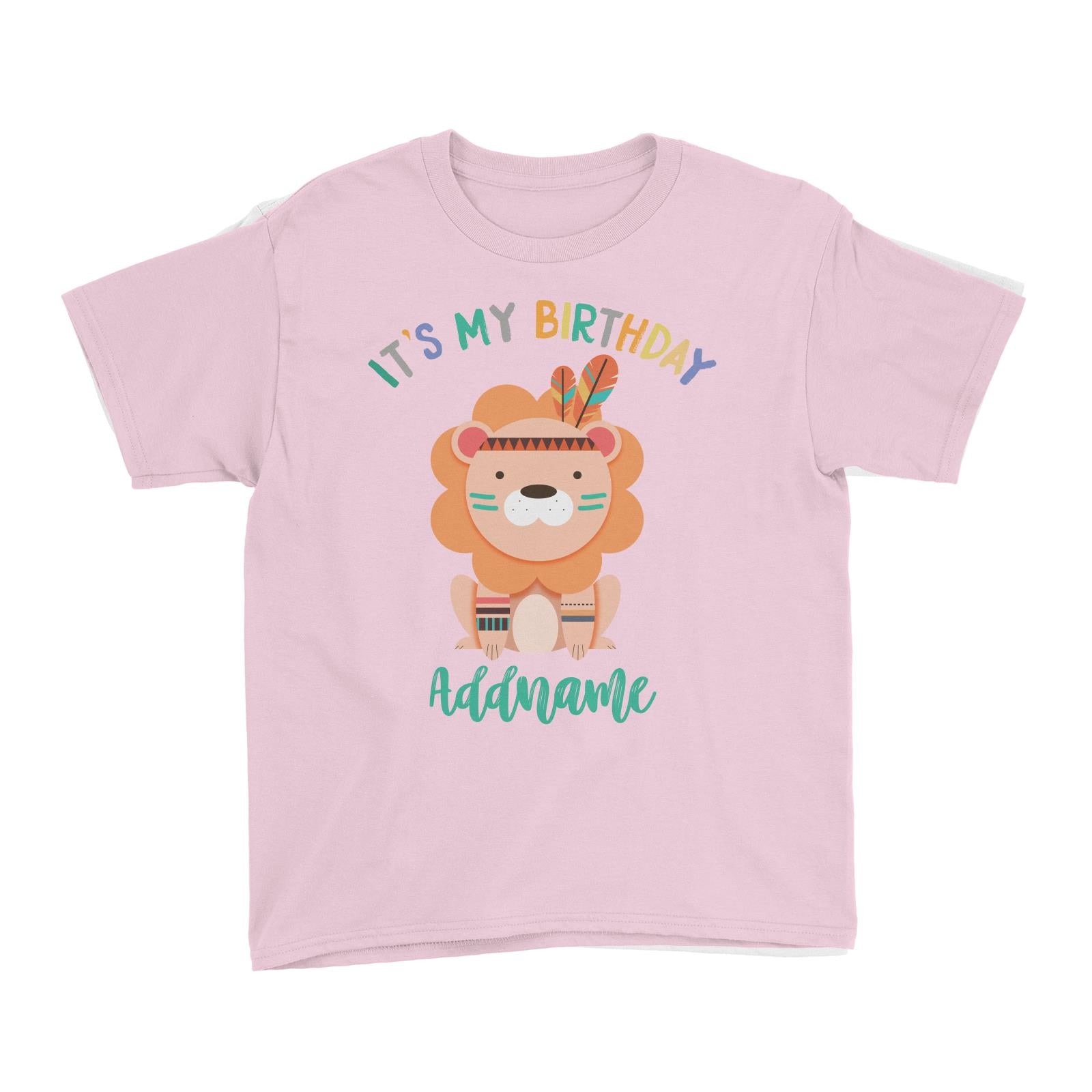 Animal Tribal Birthday Theme Lion Addname Kid's T-Shirt