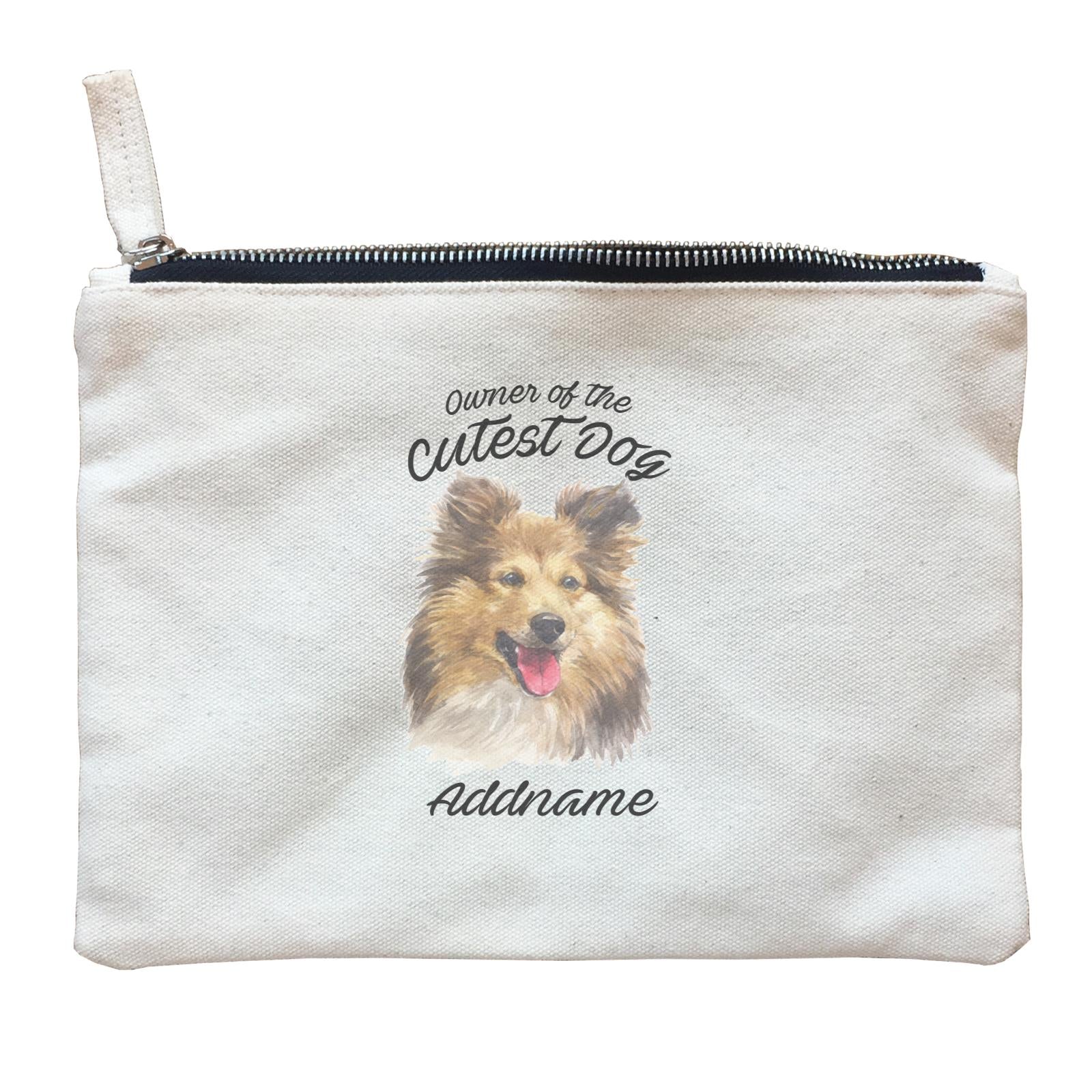 Watercolor Dog Owner Of The Cutest Dog Shetland Sheepdog Addname Zipper Pouch