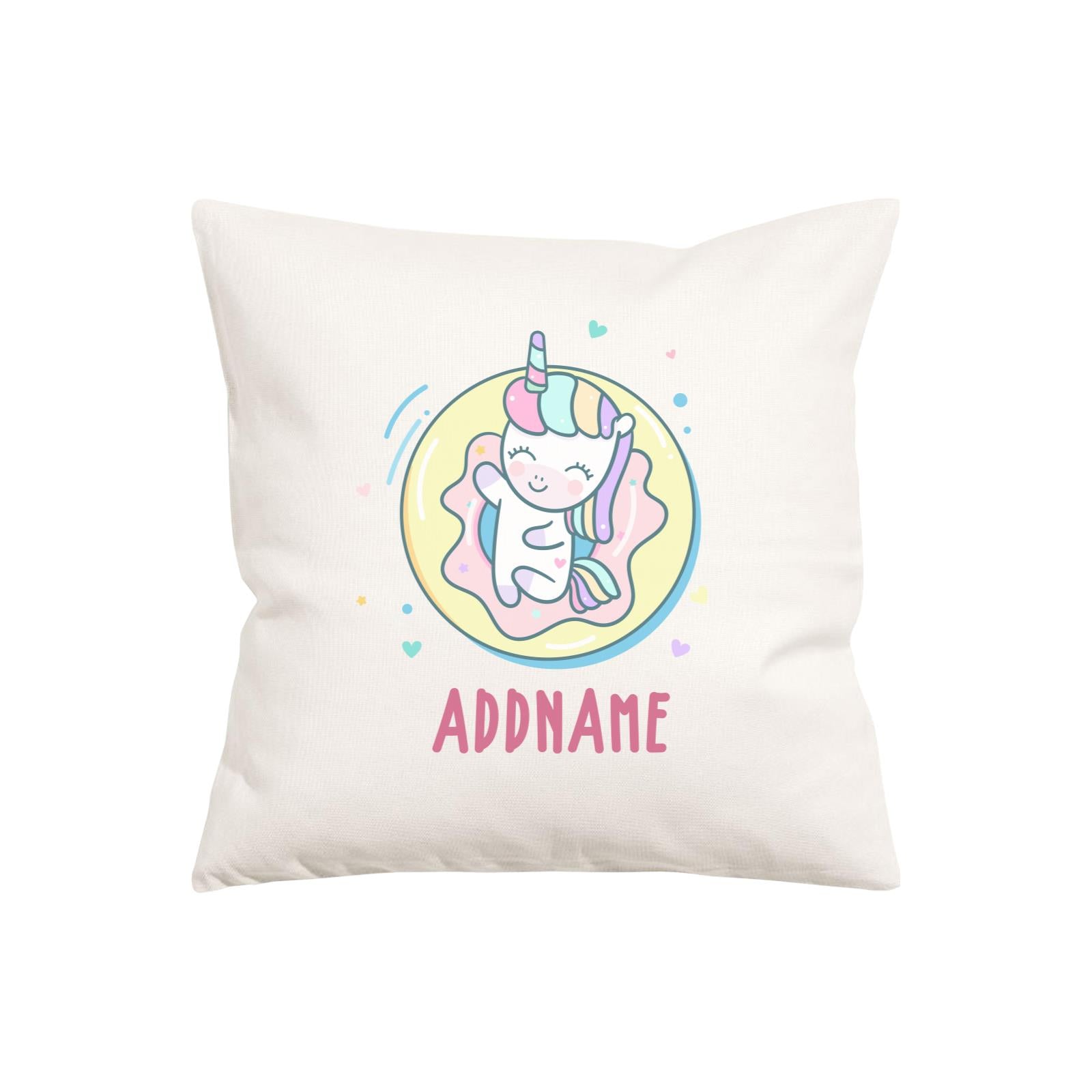 Unicorn And Princess Series Unicorn Chilling Donut Addname Pillow Cushion