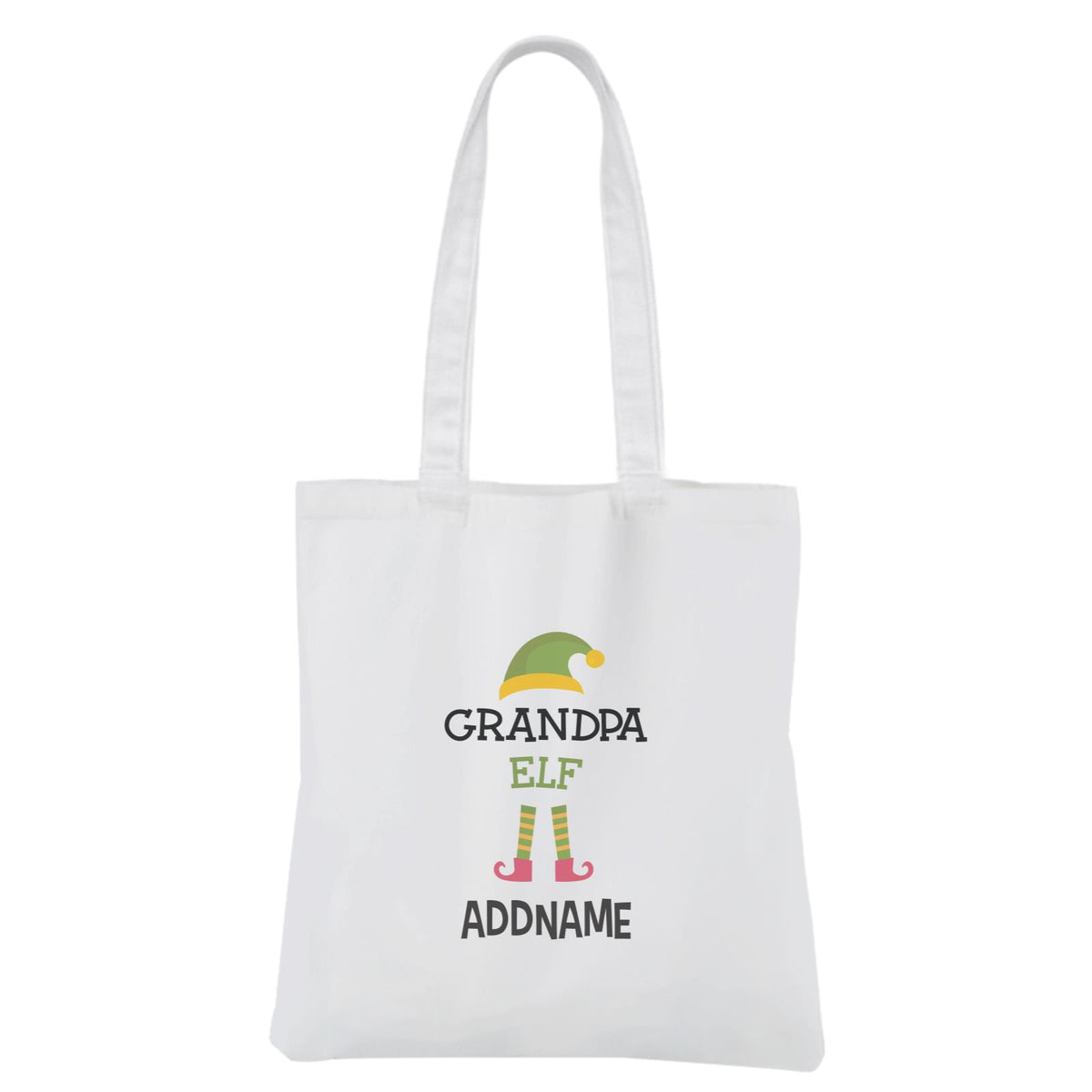 Christmas Series Grandpa Elf White Canvas Bag