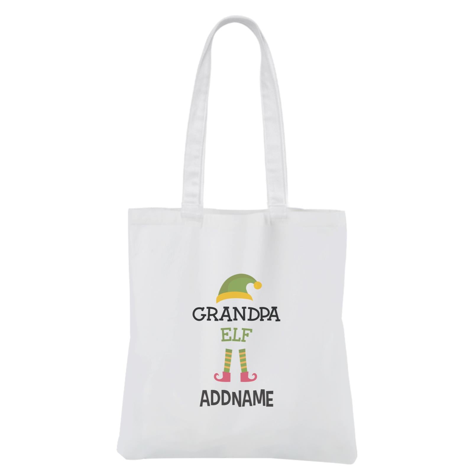 Christmas Series Grandpa Elf White Canvas Bag