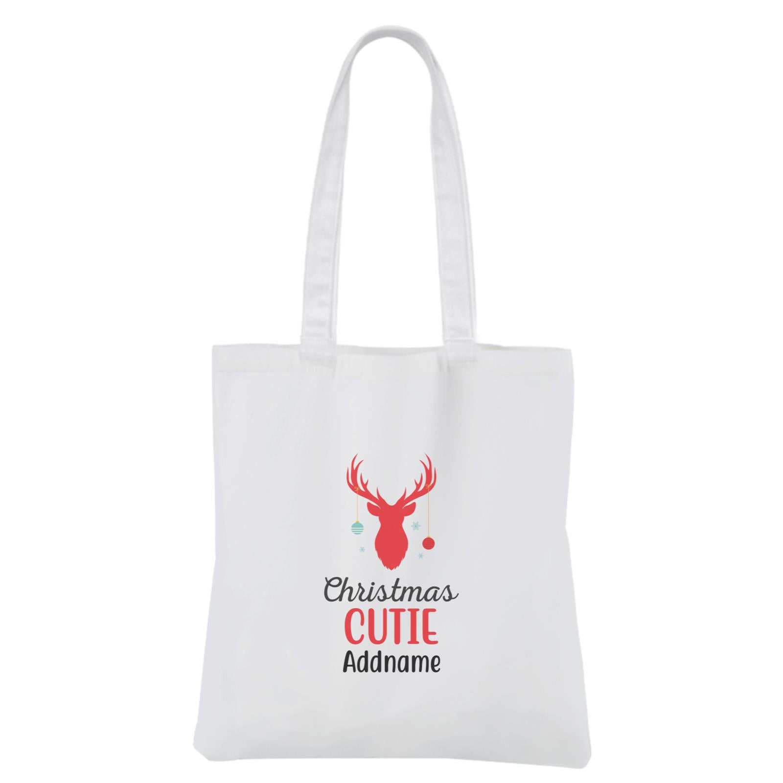 Christmas Series Silhouette Baubbles Christmas Cutie White Canvas Bag
