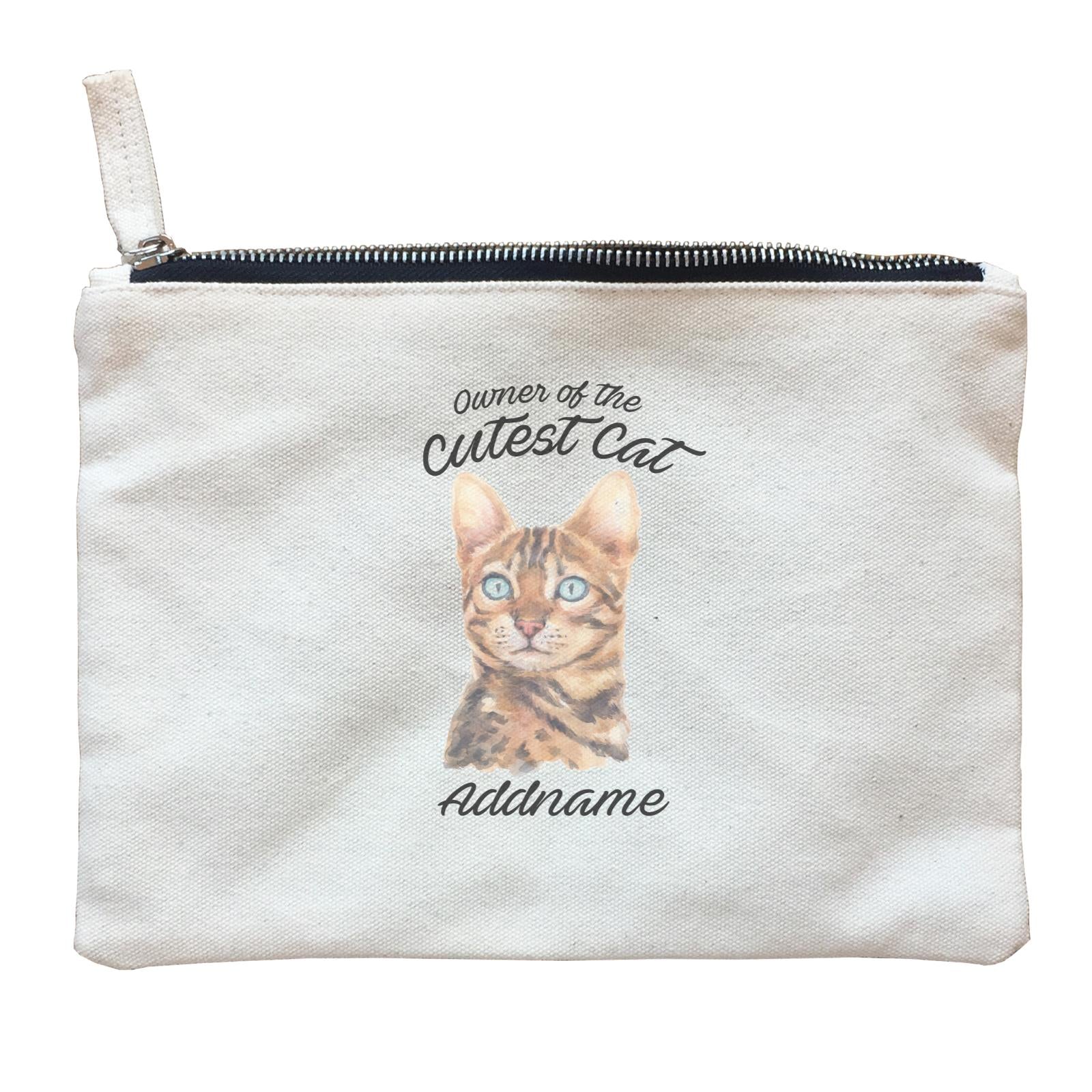 Watercolor Owner Of The Cutest Cat Bengal Addname Zipper Pouch