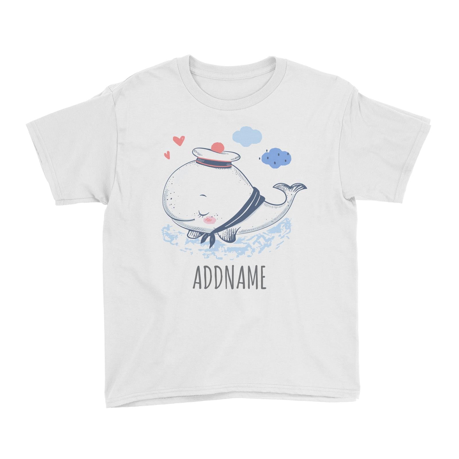 Sailor Whale White Kid's T-Shirt Personalizable Designs Cute Sweet Animal HG