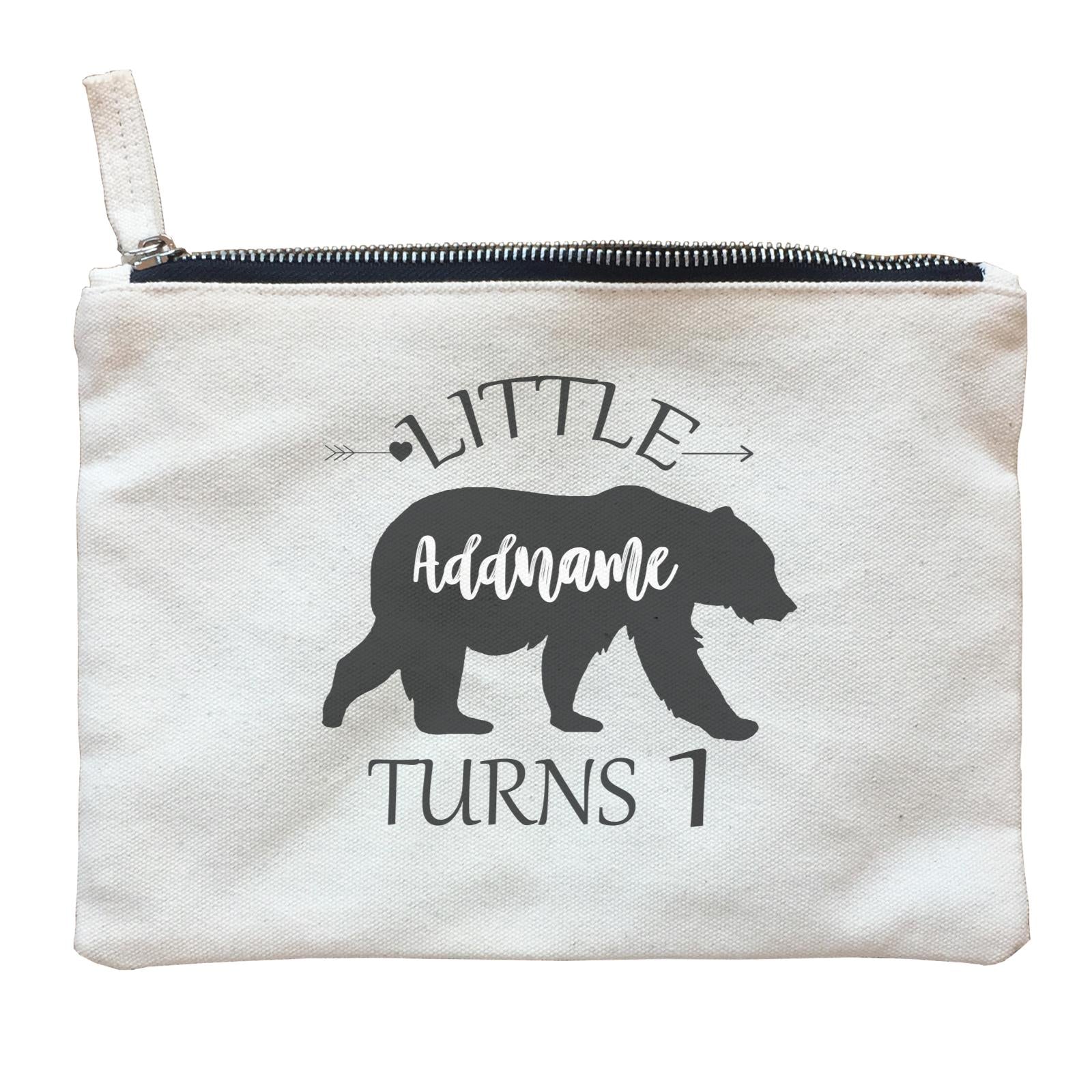 Little Bear Silhouette Birthday Theme Personalizable with Name and Number Zipper Pouch