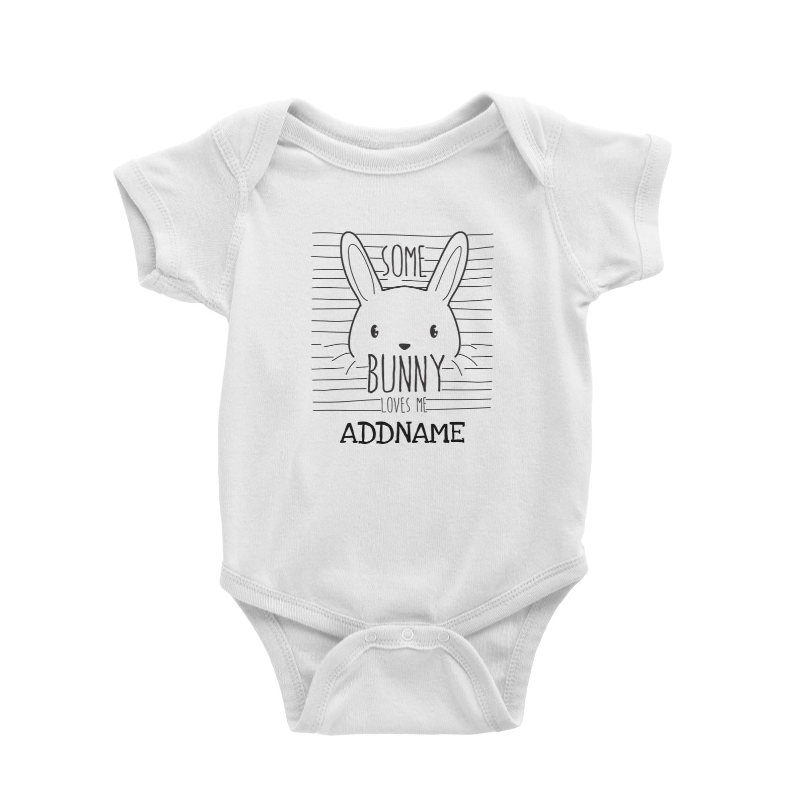 Some Bunny Loves Me Addname White Baby Romper