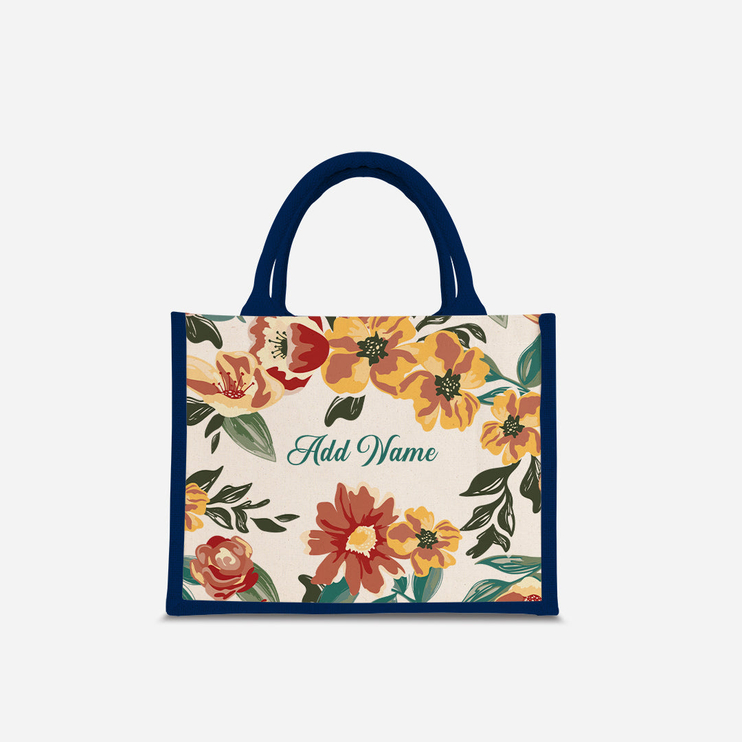 Deborah Series Half Lining Small Jute Bag - Taupe Navy