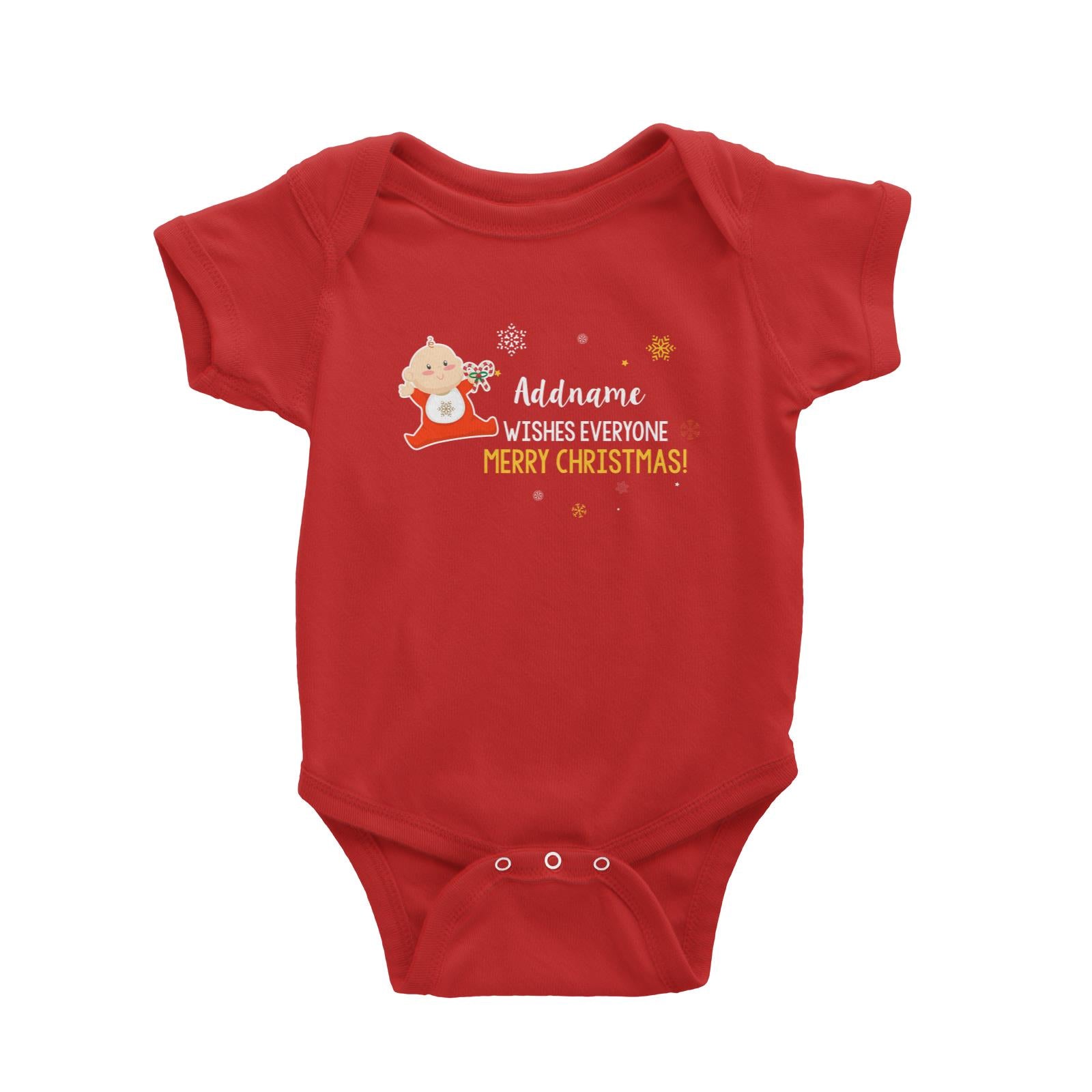 Cute Elf Baby Wishes Everyone Merry Christmas Addname Baby Romper  Matching Family Personalizable Designs