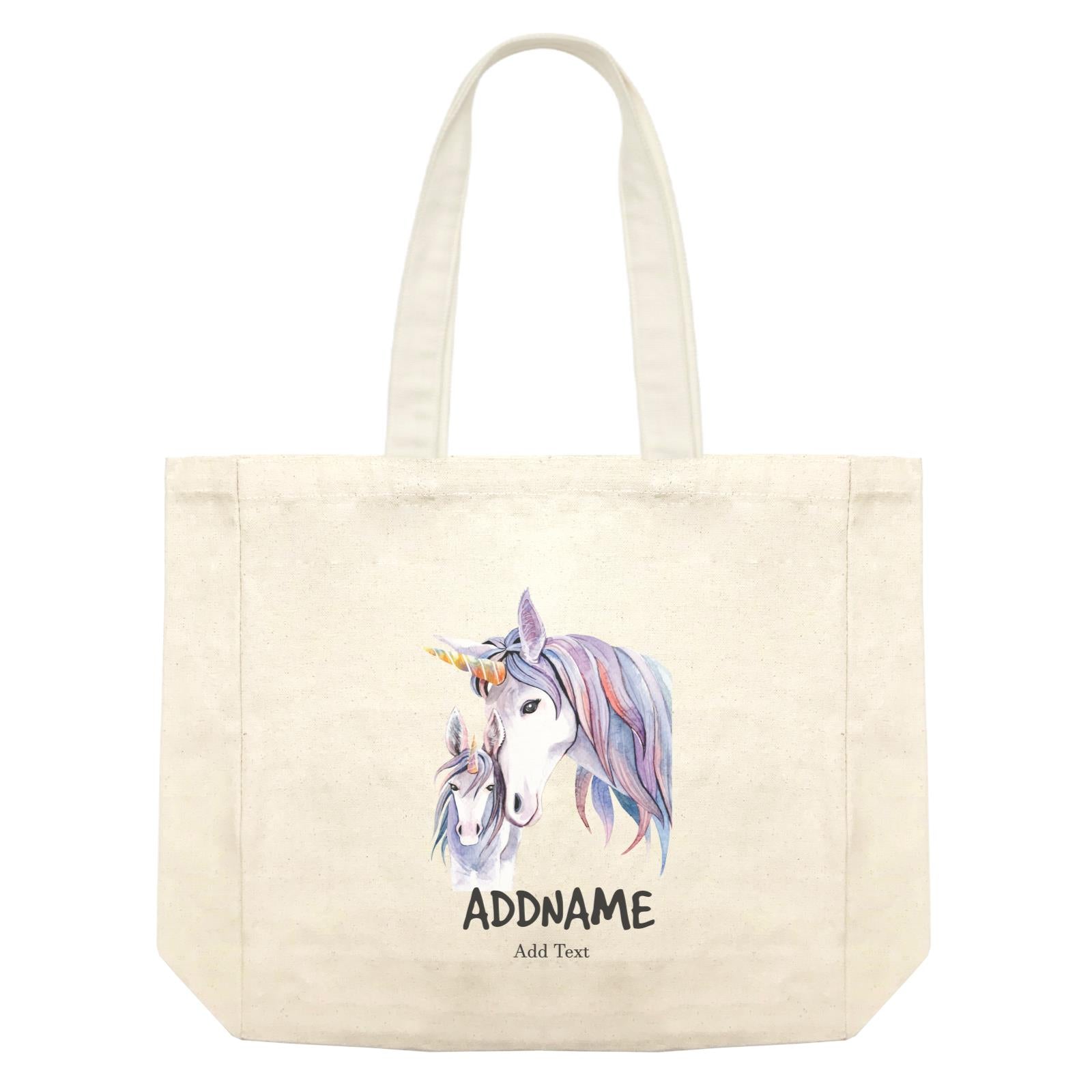 Watercolor Unicorn Mom & Child Addname Shopping Bag