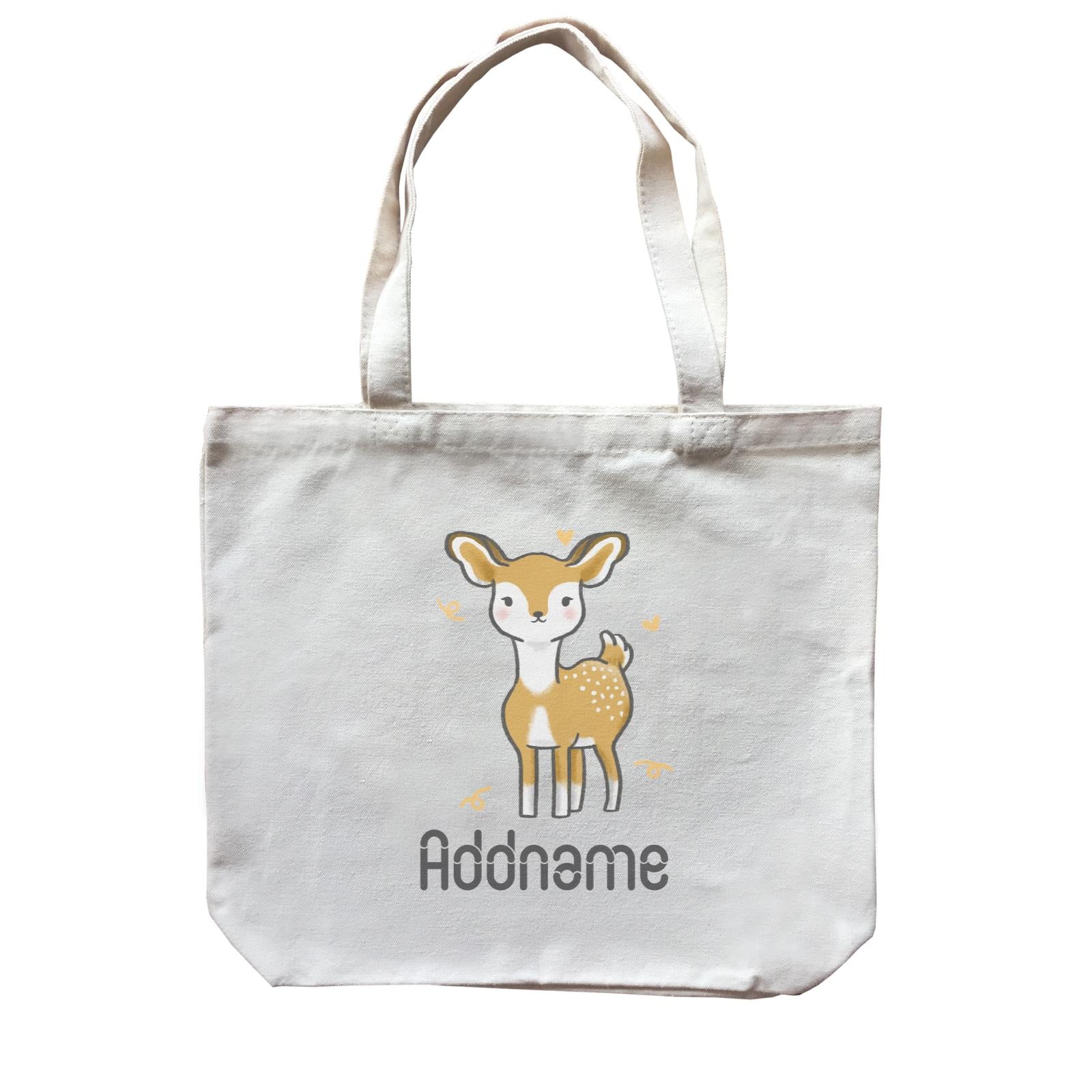 Cute Hand Drawn Style Deer Addname Canvas Bag