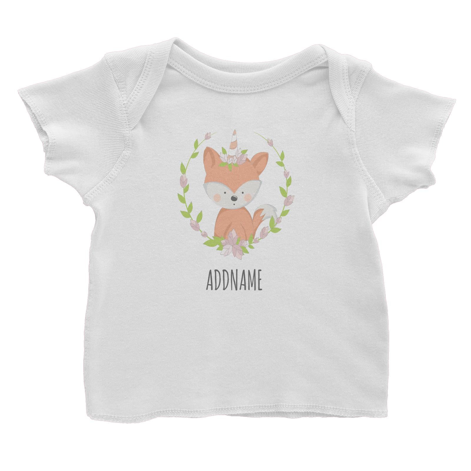 Sweet Wreath Fox Addname Baby T-Shirt