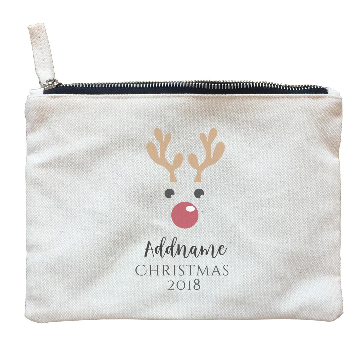 Christmas Cute Reindeer Christmas 2018 Addname Zipper Pouch