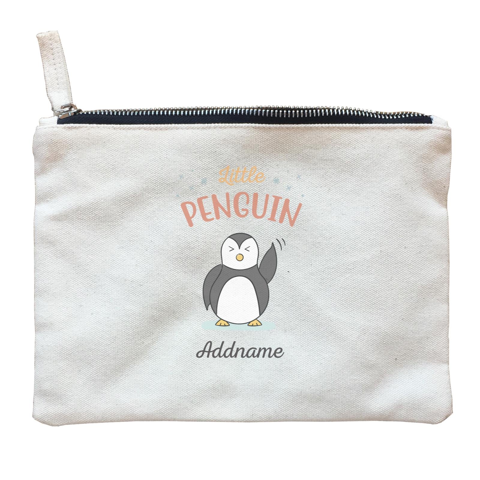 Penguin Family Little Penguin Happy Waving Hand Addname Zipper Pouch