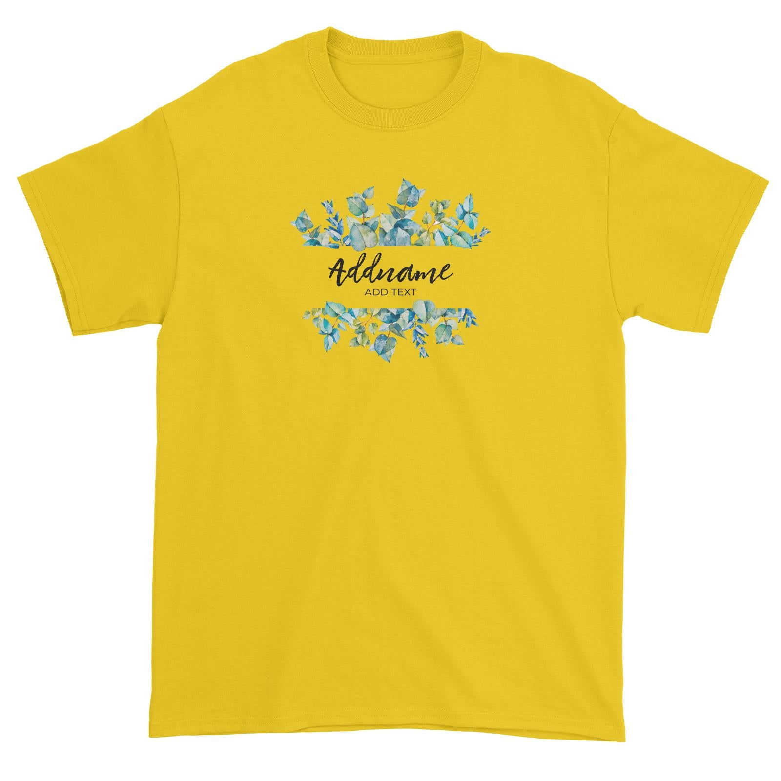Add Your Own Text Teacher Blue Leaves Box Addname And Add Text Unisex T-Shirt
