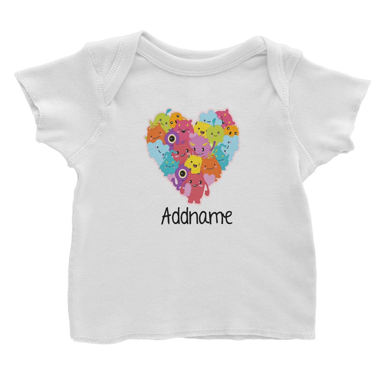 Cute Animals And Friends Series Cute Little Monster Group Heart Addname Baby T-Shirt