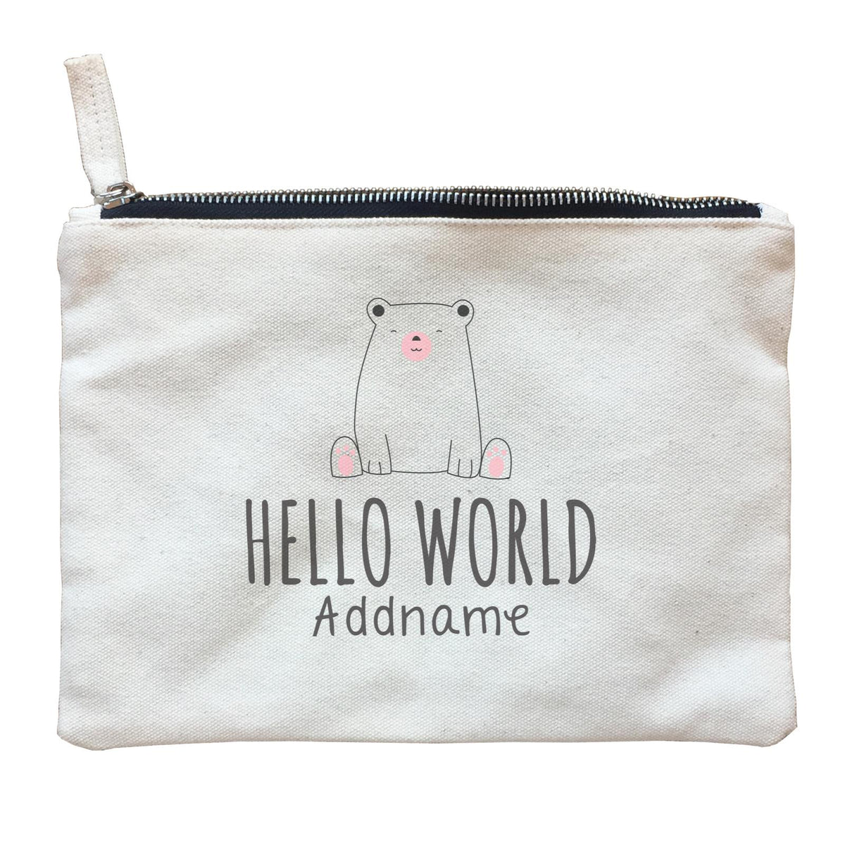Cute Animals and Friends Series 2 Bear Hello World Addname Zipper Pouch